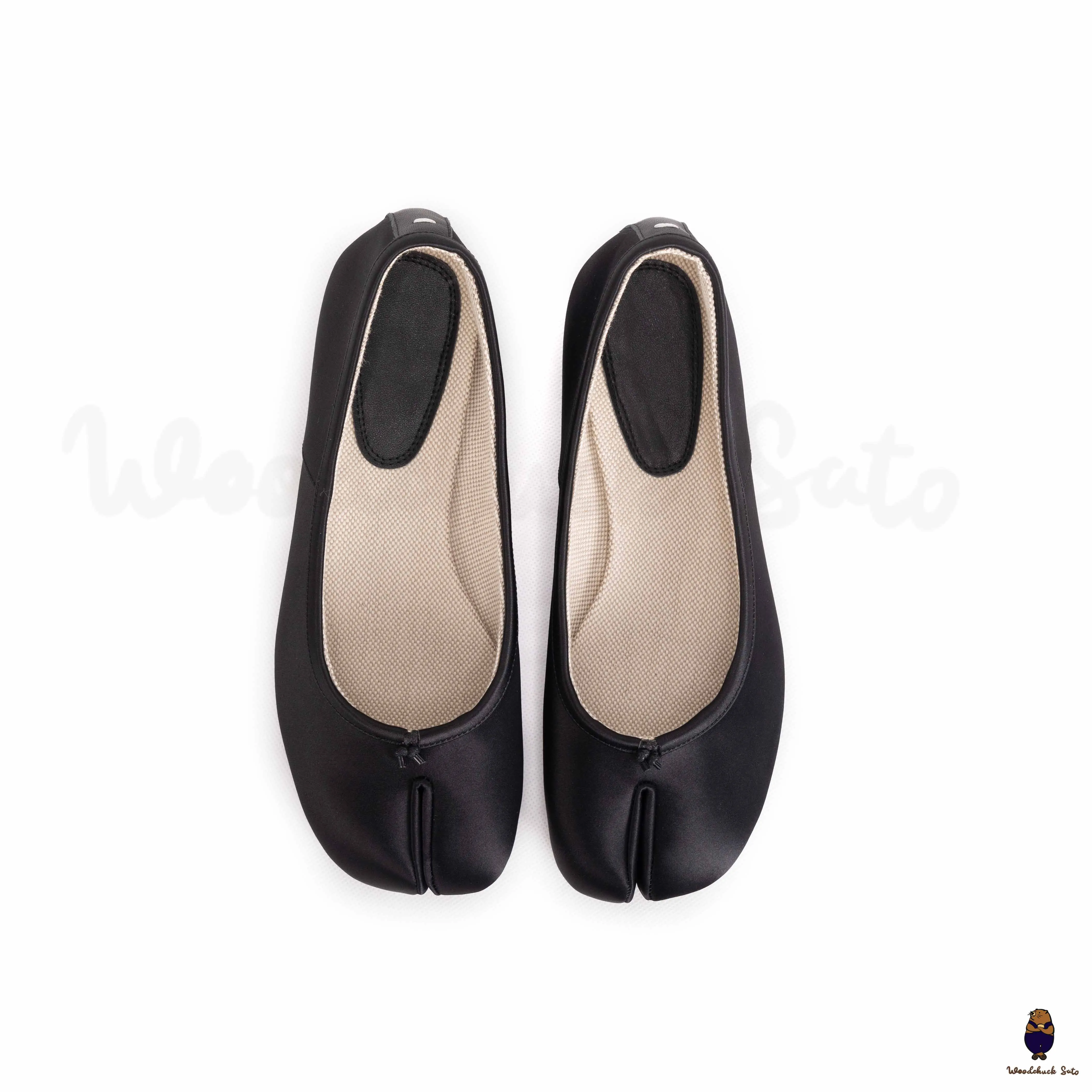 WoodchuckSato Black Silk Fabric Tabi Ballet Flats sold by WoodChuckSato product image thumbnail 5