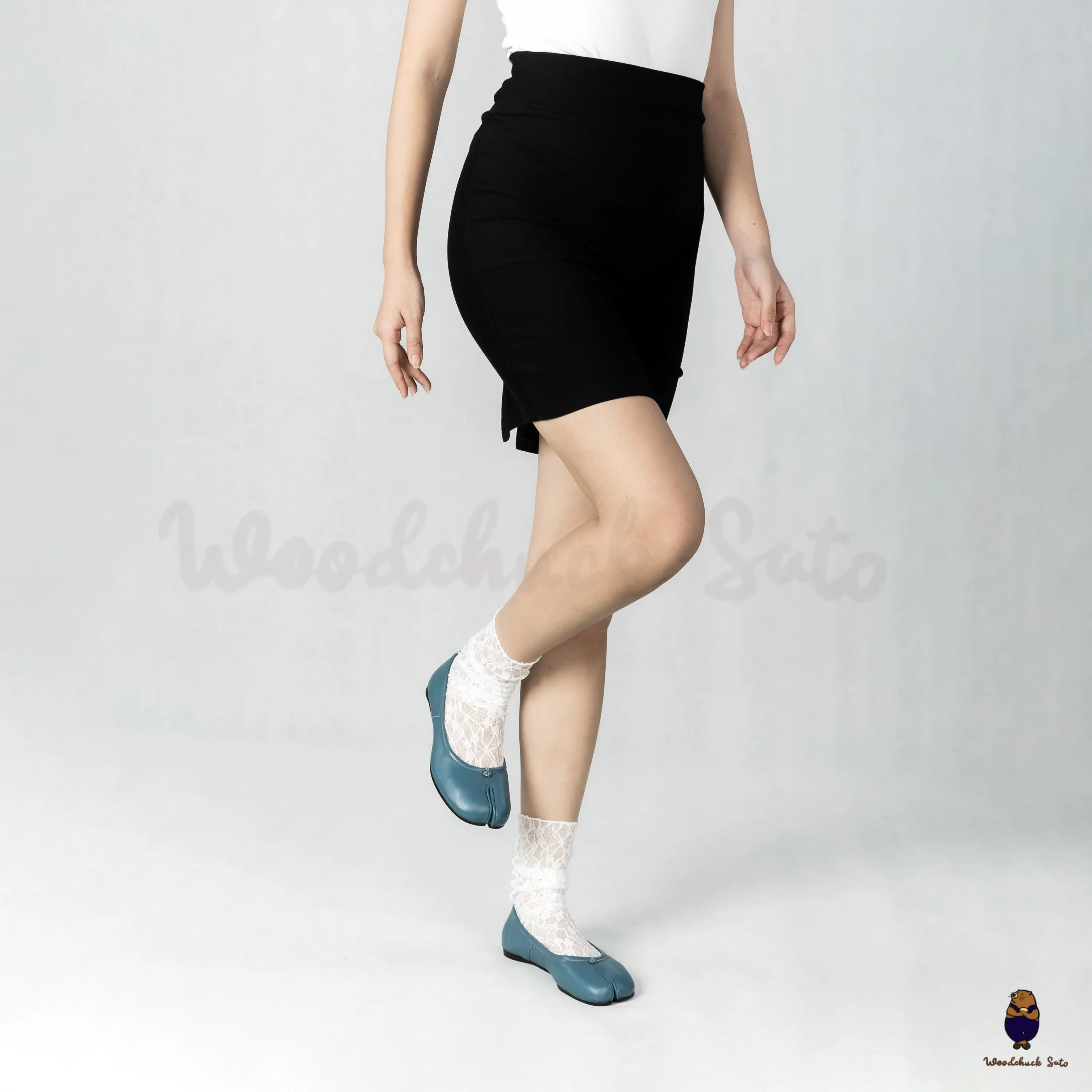 WoodchuckSato Blue Leather Tabi Split-Toe Ballerina Ballet Flat sold by WoodChuckSato product image thumbnail 4