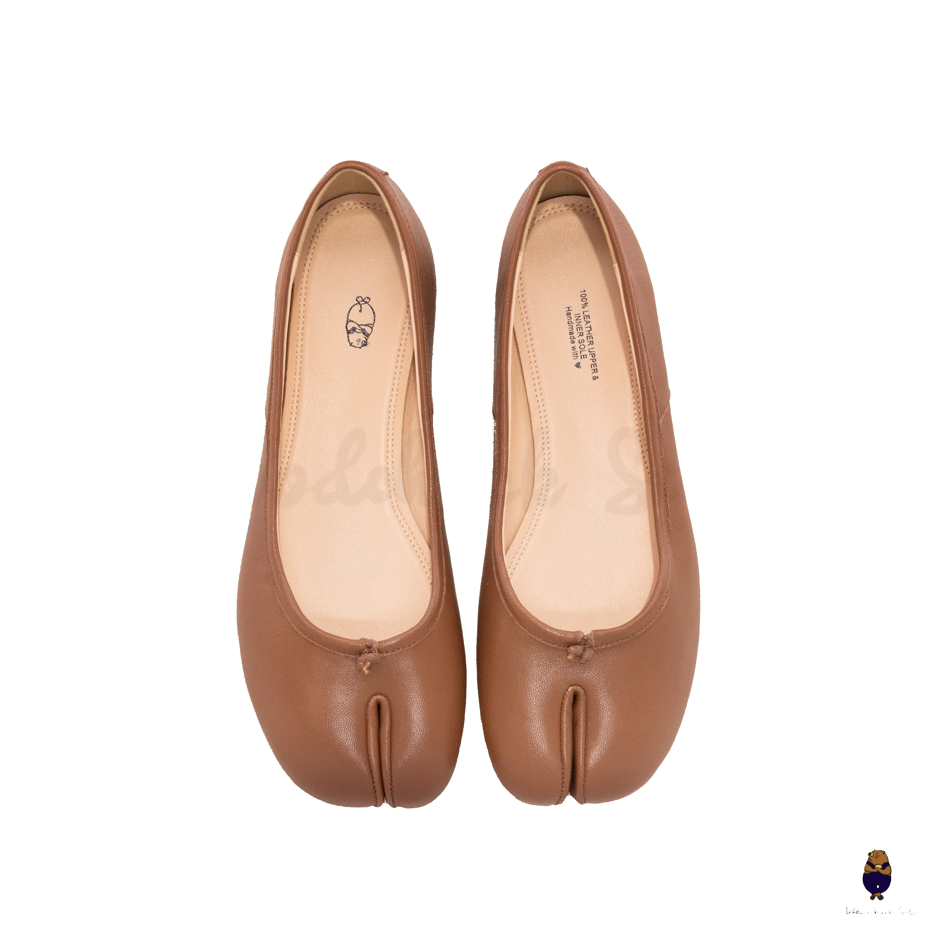 WoodchuckSato Brown Sheep Leather Split-Toe Ballet Flats sold by WoodChuckSato product image thumbnail 5