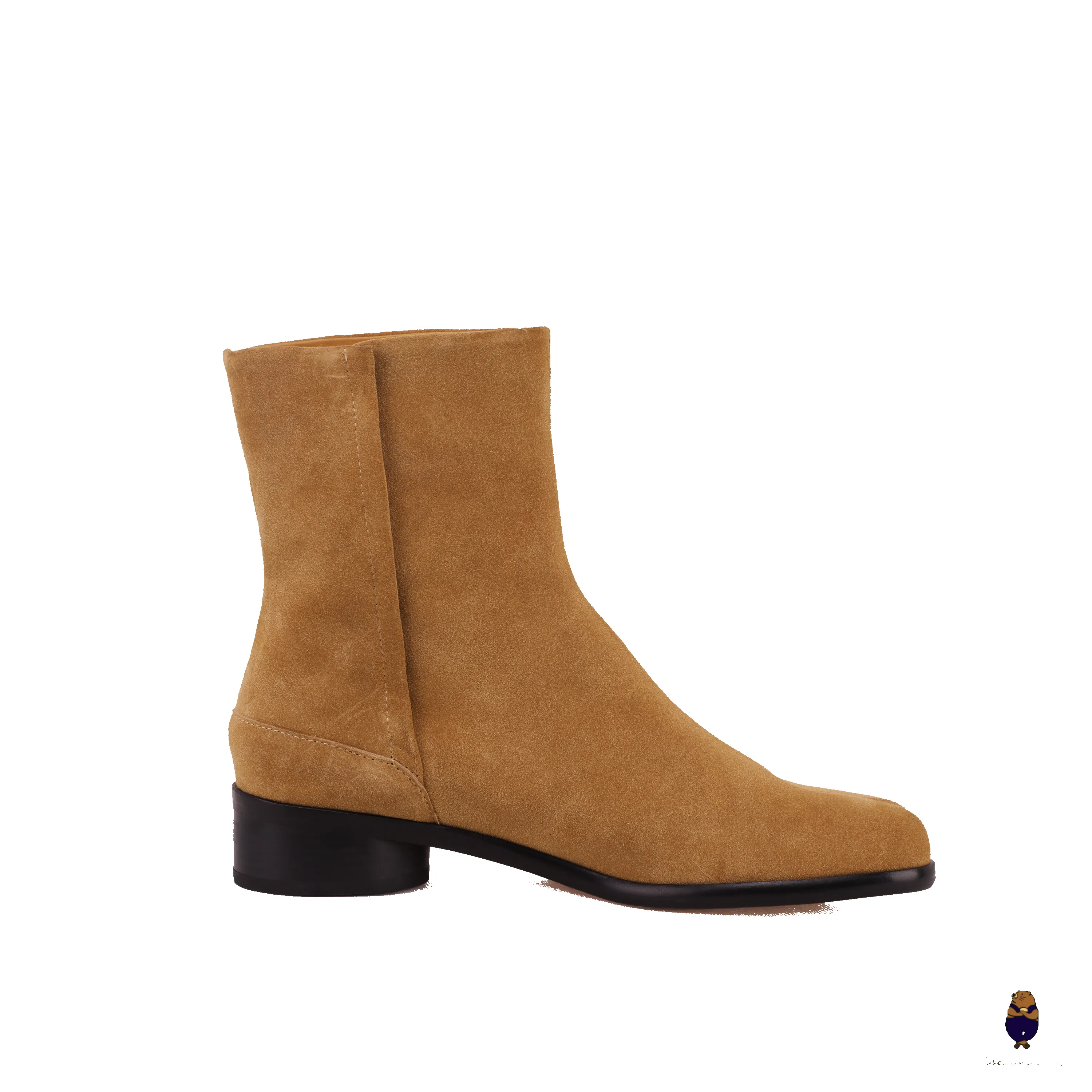 WoodchuckSato Tan Cow Suede Leather Tabi Ankle Boots with 3 cm Heel sold by WoodChuckSato product image thumbnail 4