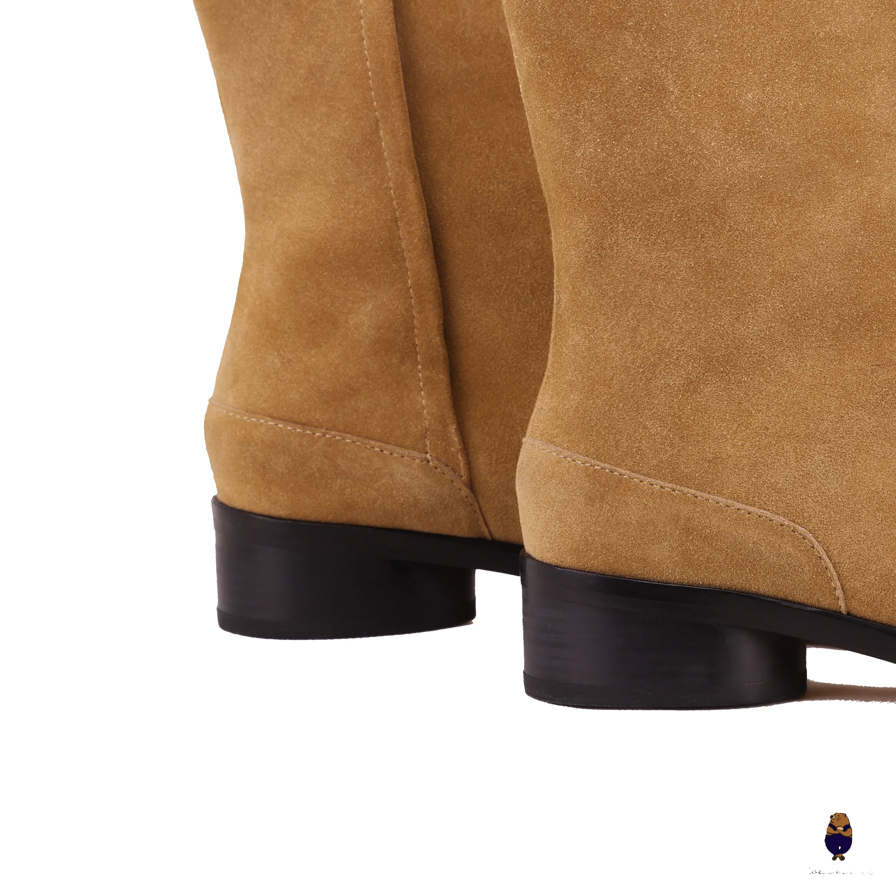 WoodchuckSato Tan Cow Suede Leather Tabi Ankle Boots with 3 cm Heel sold by WoodChuckSato product image thumbnail 5