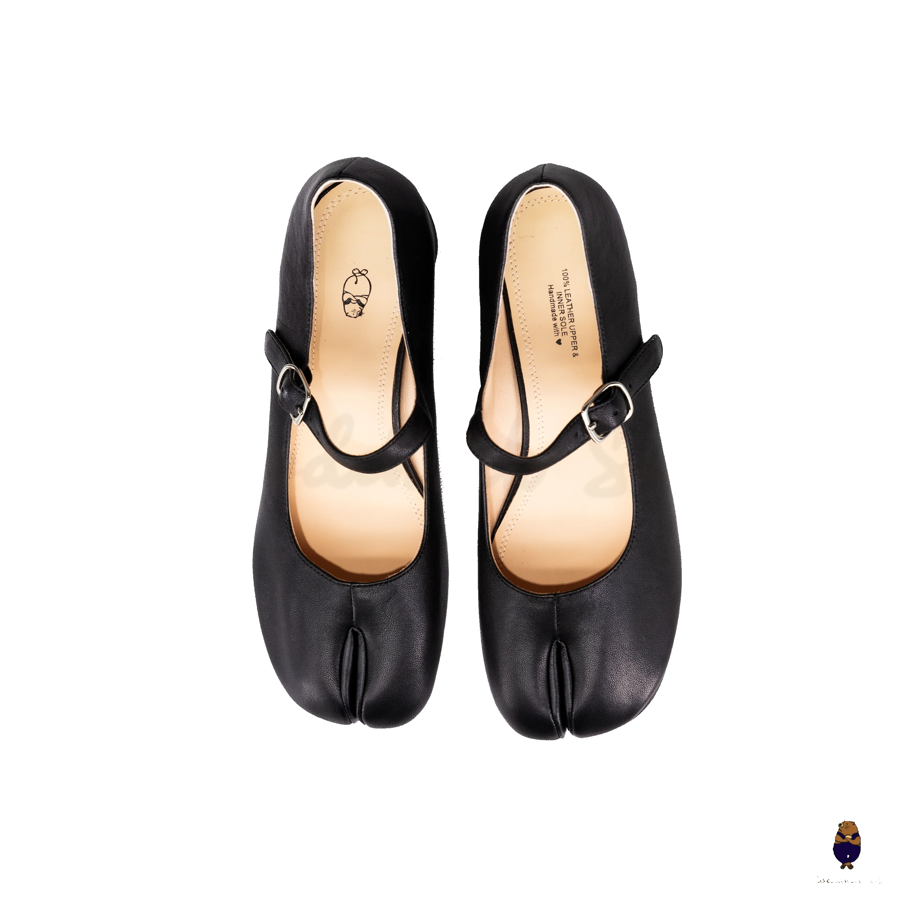 WoodchuckSato Black Cow Leather Tabi Mary Jane Heels with Strap sold by WoodChuckSato product image thumbnail 5