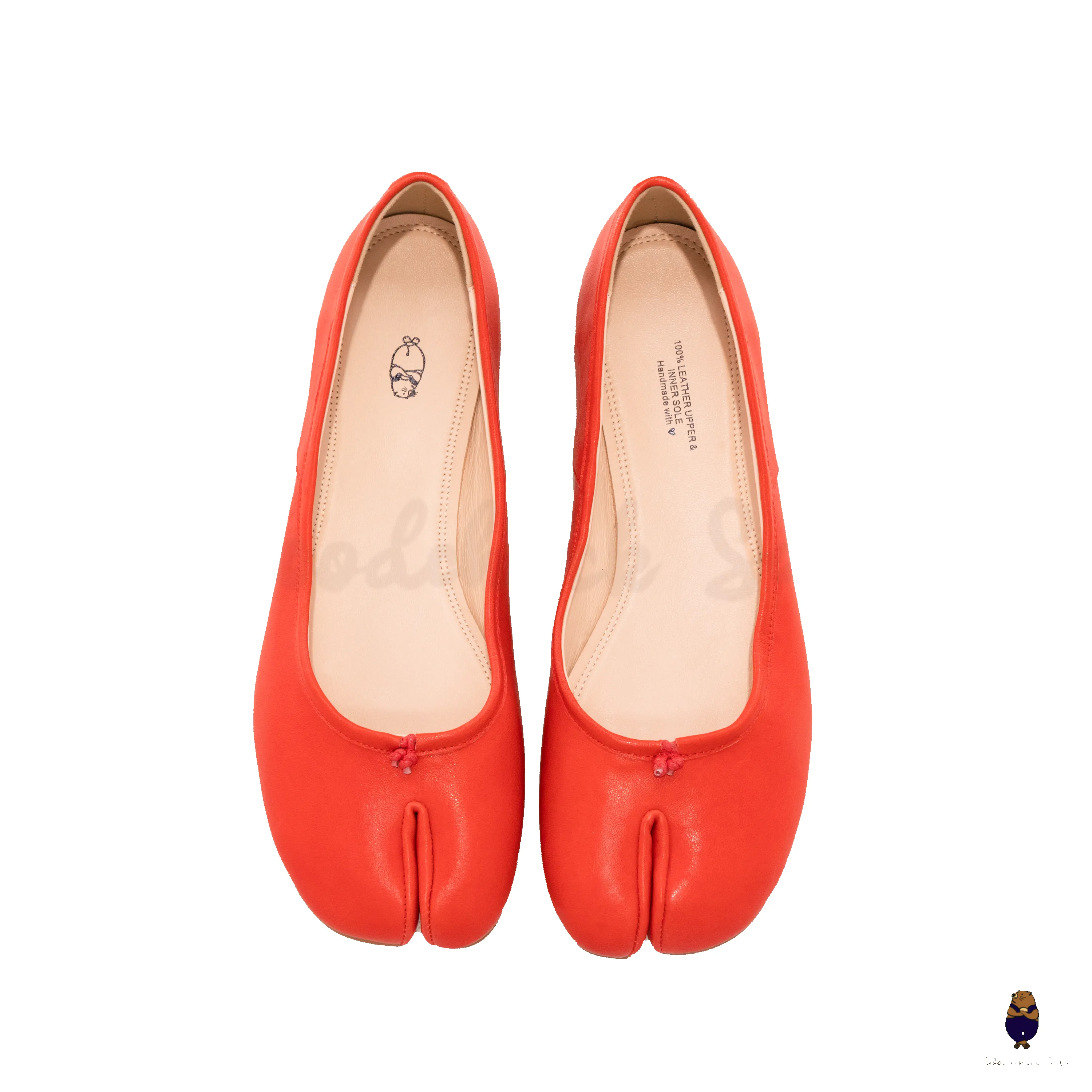 WoodchuckSato Red Sheep Leather Split-Toe Ballet Flats sold by WoodChuckSato product image thumbnail 5