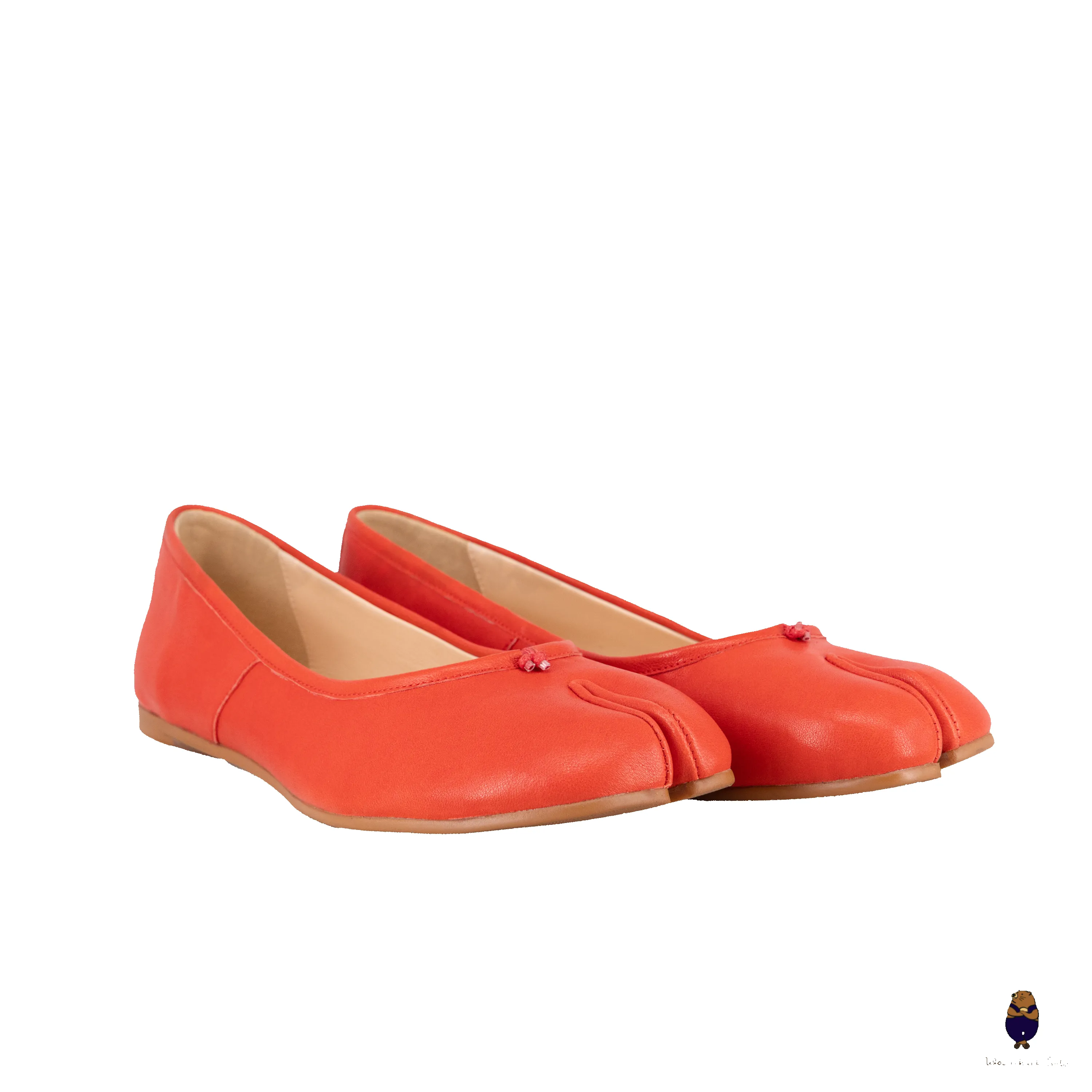 WoodchuckSato Red Sheep Leather Split-Toe Ballet Flats sold by WoodChuckSato