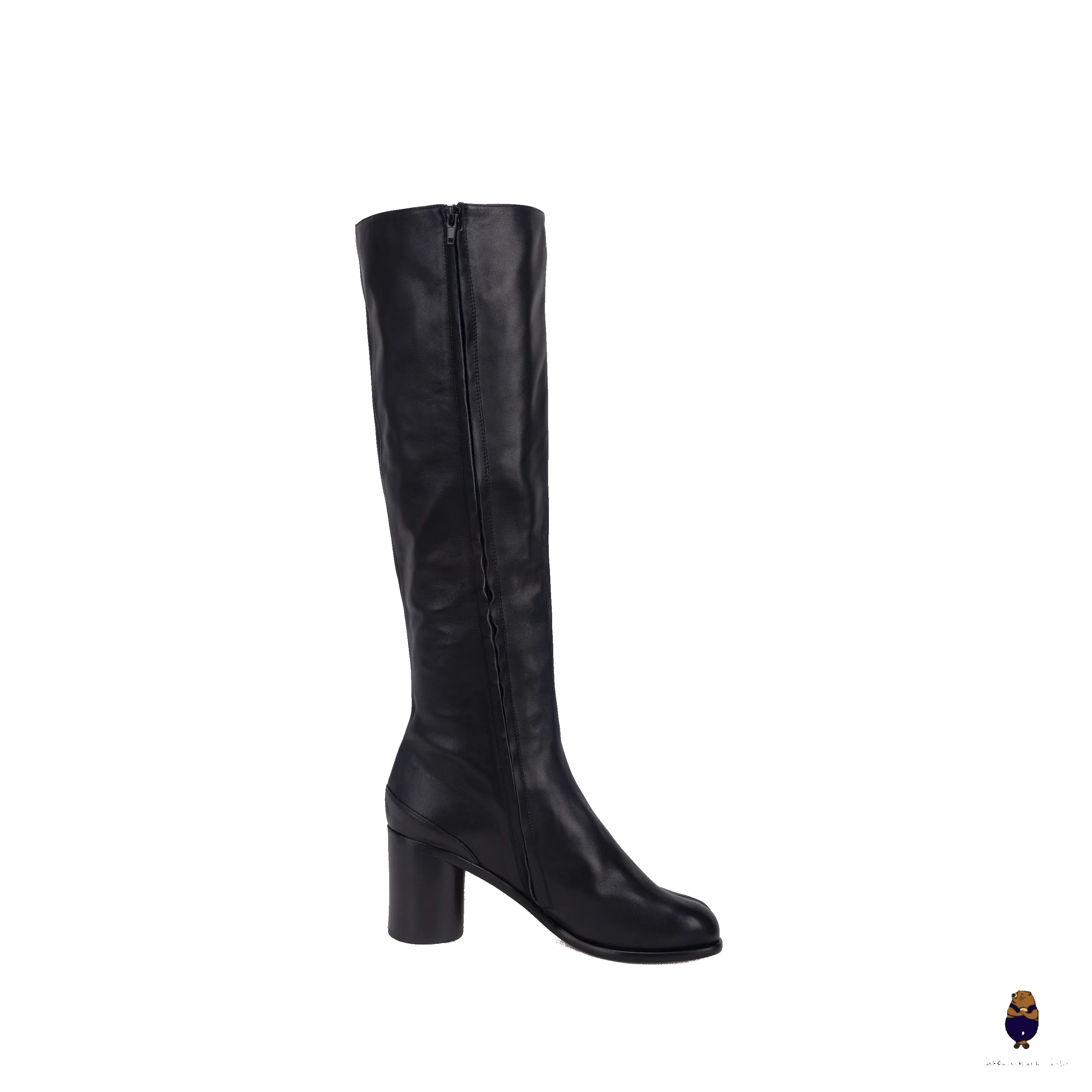 WoodchuckSato Black Cow Leather Tabi Knee-High Boots with 8 cm Heel sold by WoodChuckSato product image thumbnail 5
