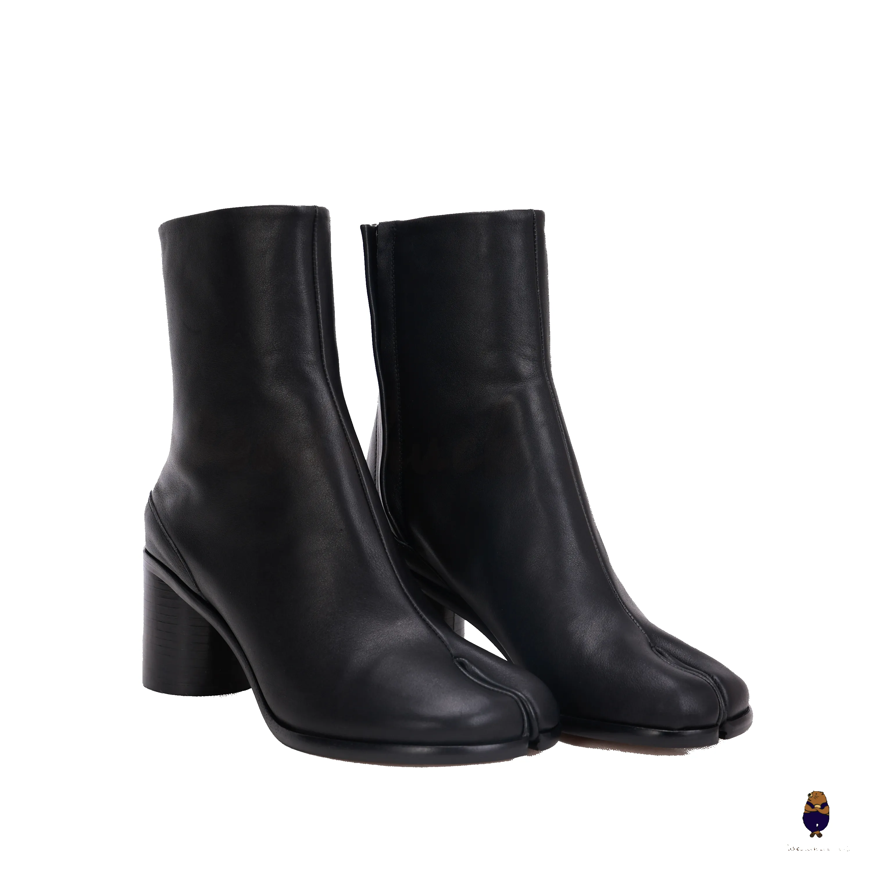 WoodchuckSato Black Cow Leather Tabi Boots 6 cm Heel sold by WoodChuckSato