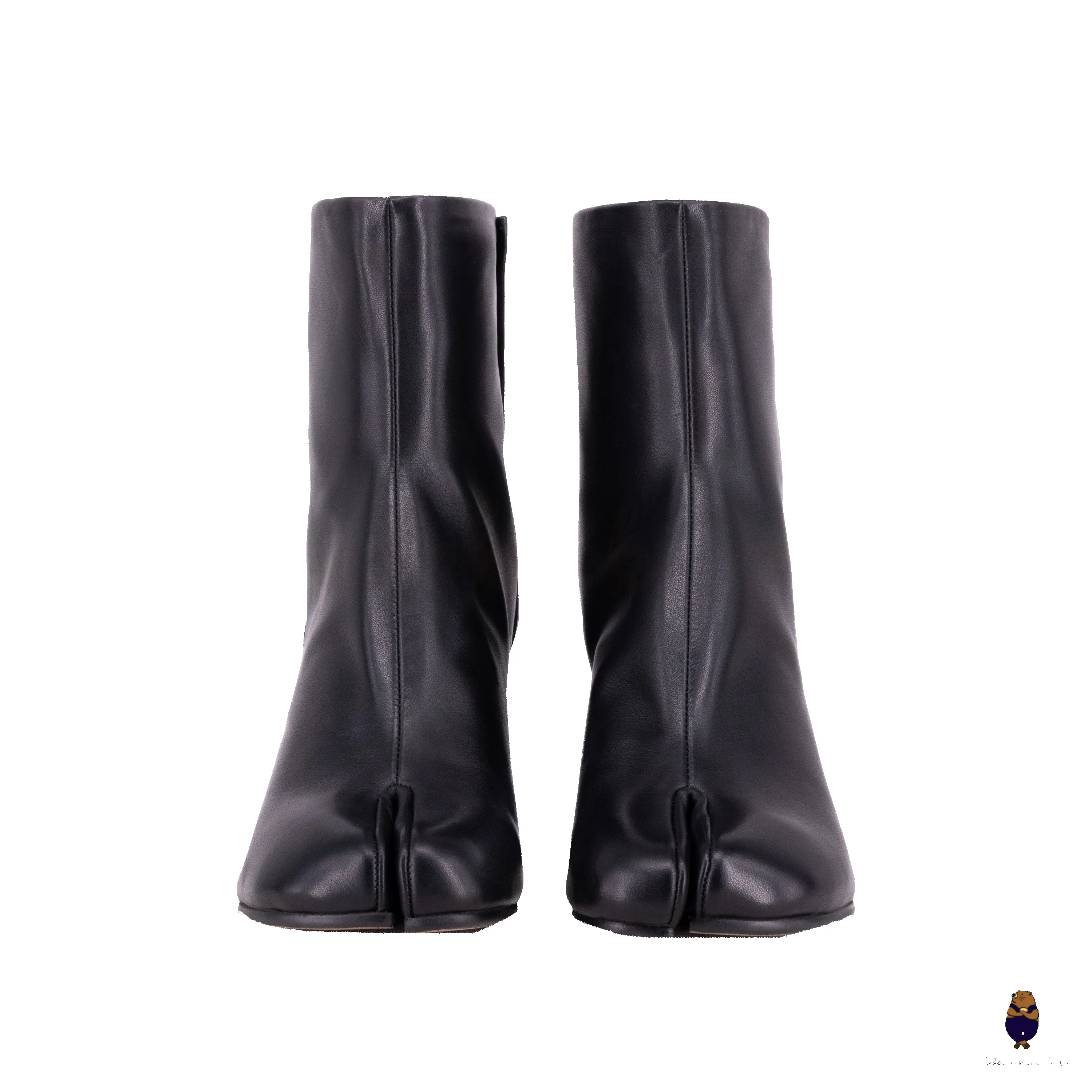 WoodchuckSato Black Cow Leather Tabi Ankle Boots with 8 cm Heel sold by WoodChuckSato product image thumbnail 5