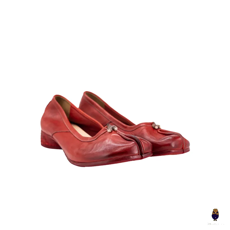 WoodchuckSato Red Horse Leather Tabi 3cm Heels sold by WoodChuckSato