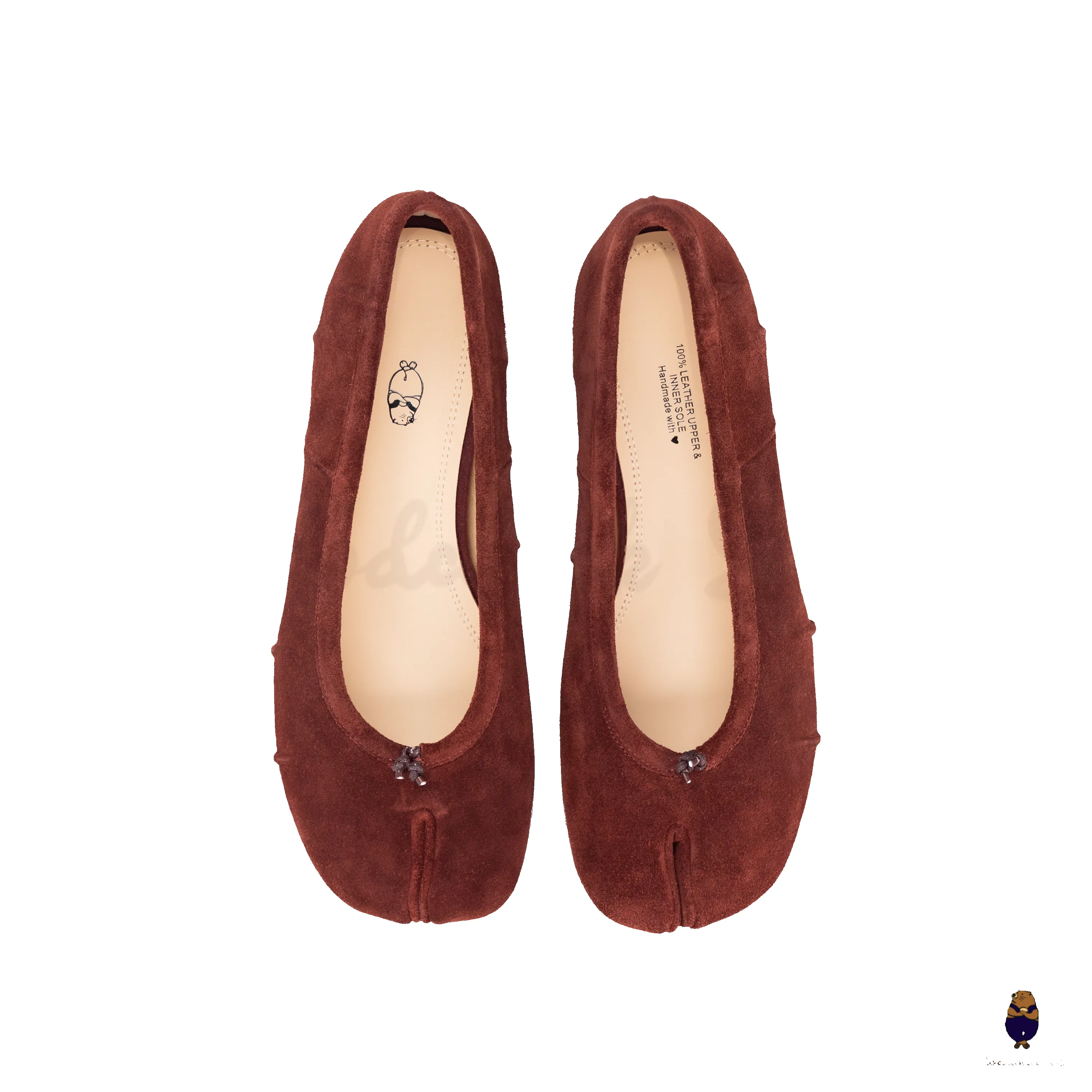 WoodchuckSato Mahogany Suede Cow Leather Tabi 3cm Heels sold by WoodChuckSato product image thumbnail 2