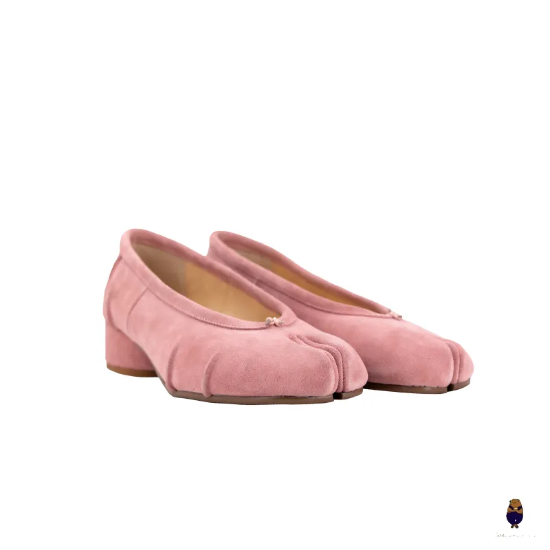 WoodchuckSato Pink Suede Cow Leather Tabi 3cm Heels sold by WoodChuckSato