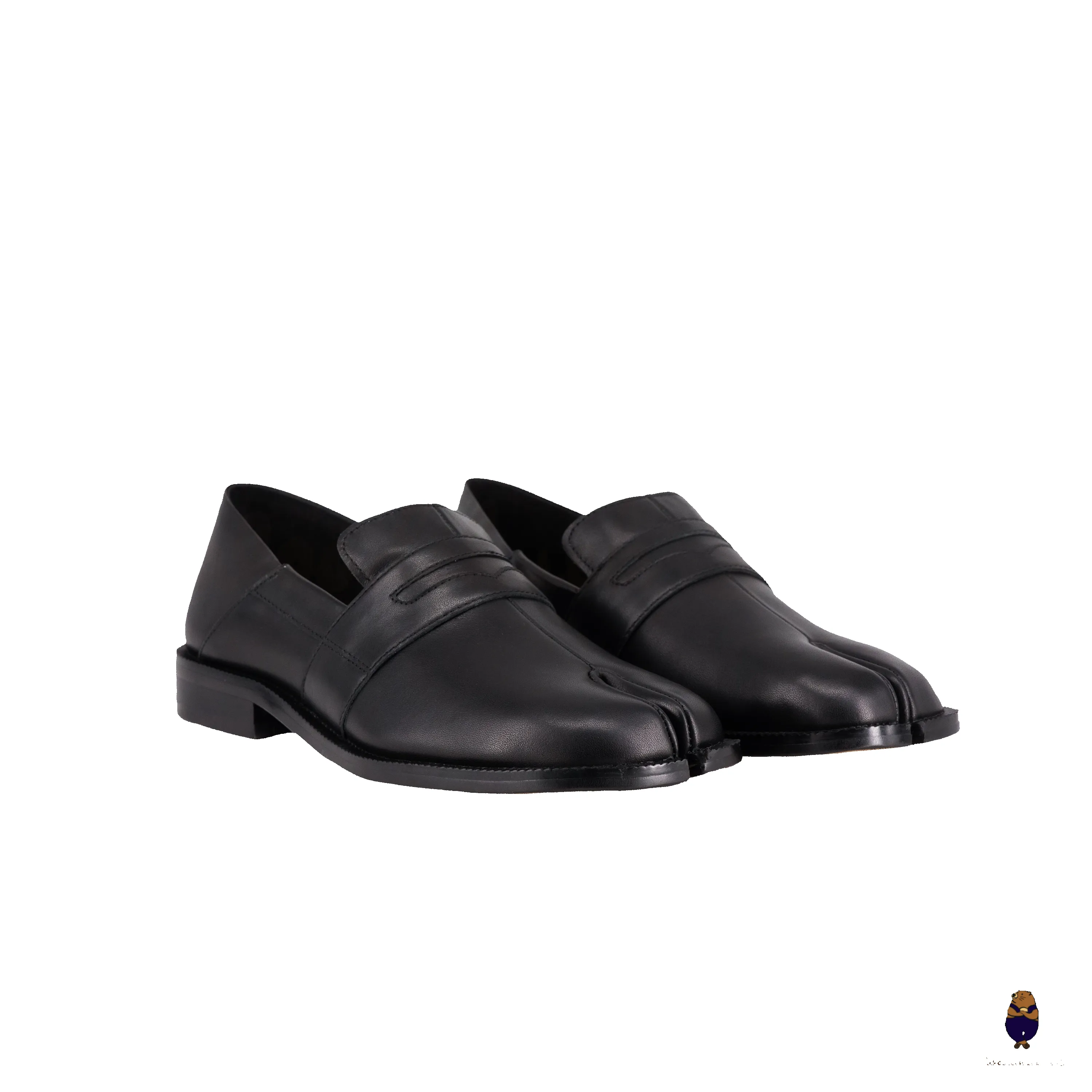 WoodchuckSato Black Matte Cow Leather with Penny Strap Tabi Loafers sold by WoodChuckSato