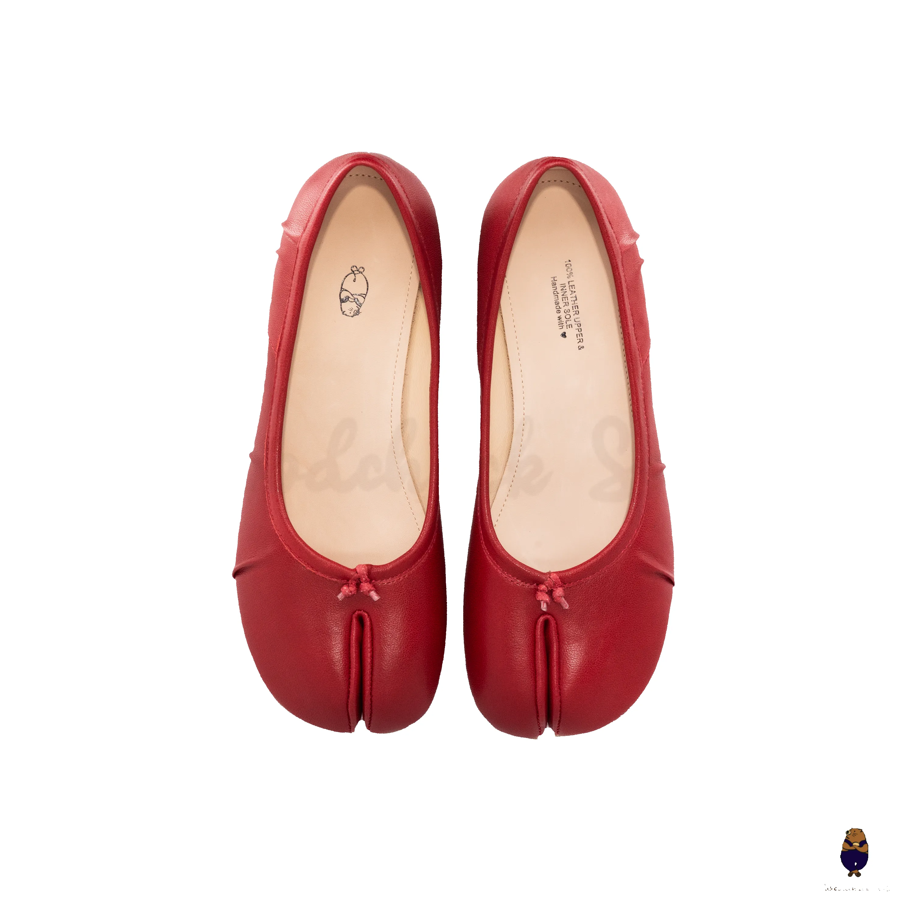 WoodChuckSato Red Tabi Split Toe Sheep Leather Fold Mary Jane Shoes with 3cm Heel sold by WoodChuckSato product image thumbnail 5