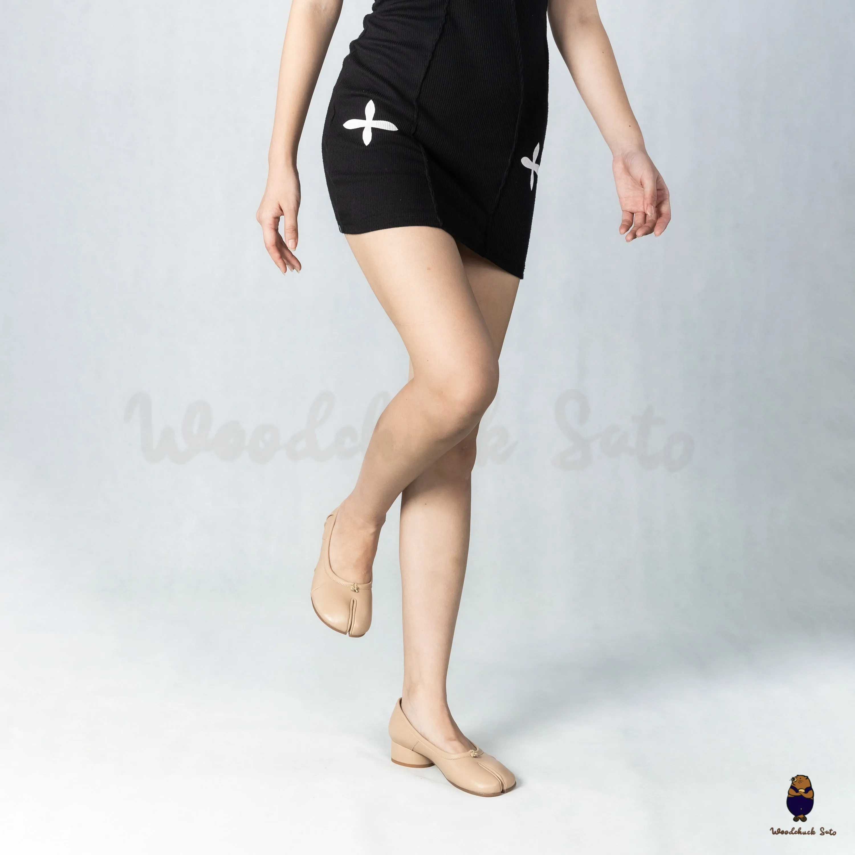 WoodChuckSato Nude Tabi Split-Toe Sheep Fold Leather Mary Jane Shoes with 3cm Heel sold by WoodChuckSato product image thumbnail 4