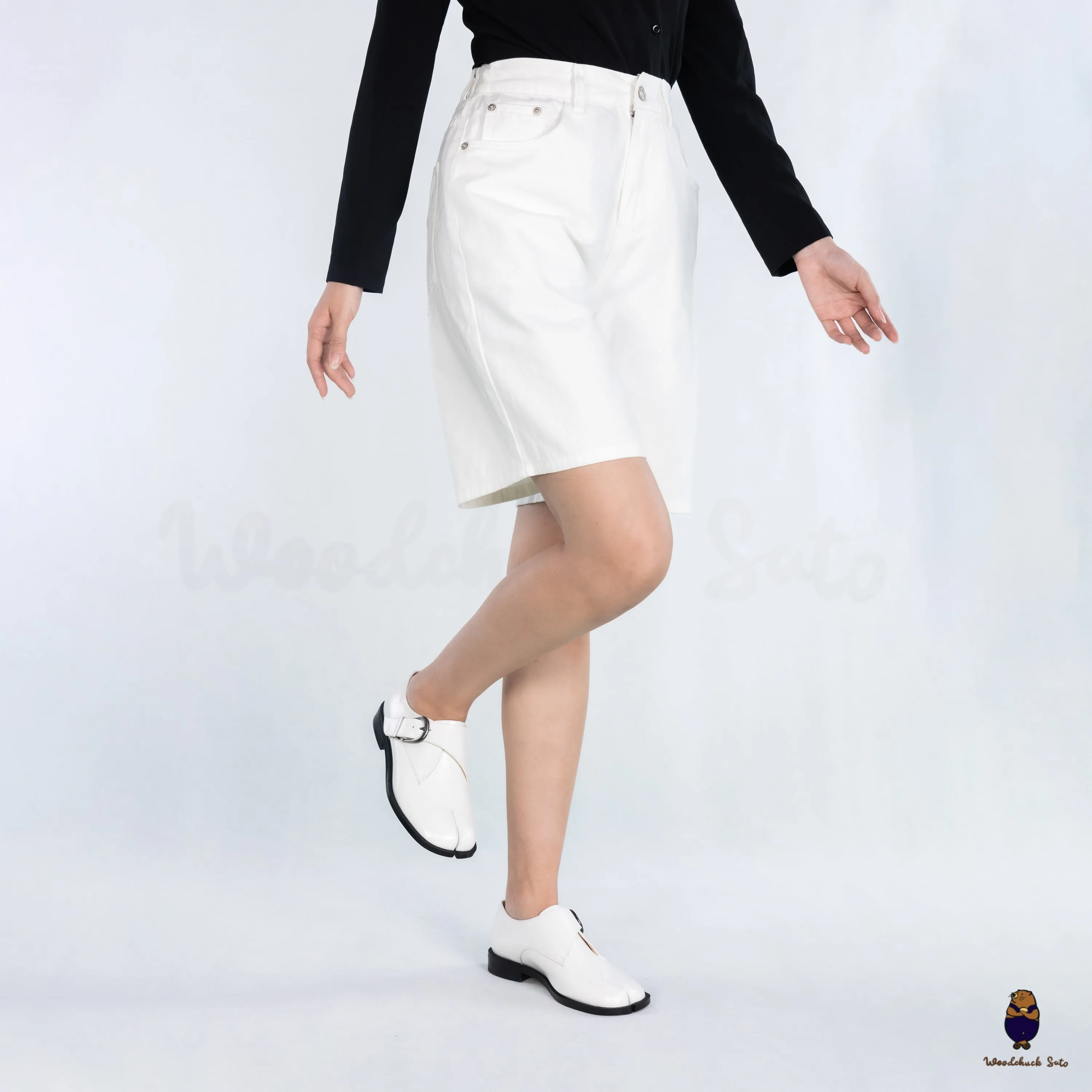 WoodchuckSato White Edge-Beaded Cowhide Leather Tabi Monk Strap Shoes sold by WoodChuckSato product image thumbnail 4