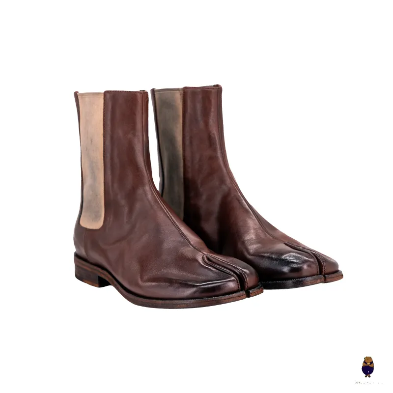 WoodchuckSato Brown Horse Leather Tabi Chelsea Boots sold by WoodChuckSato