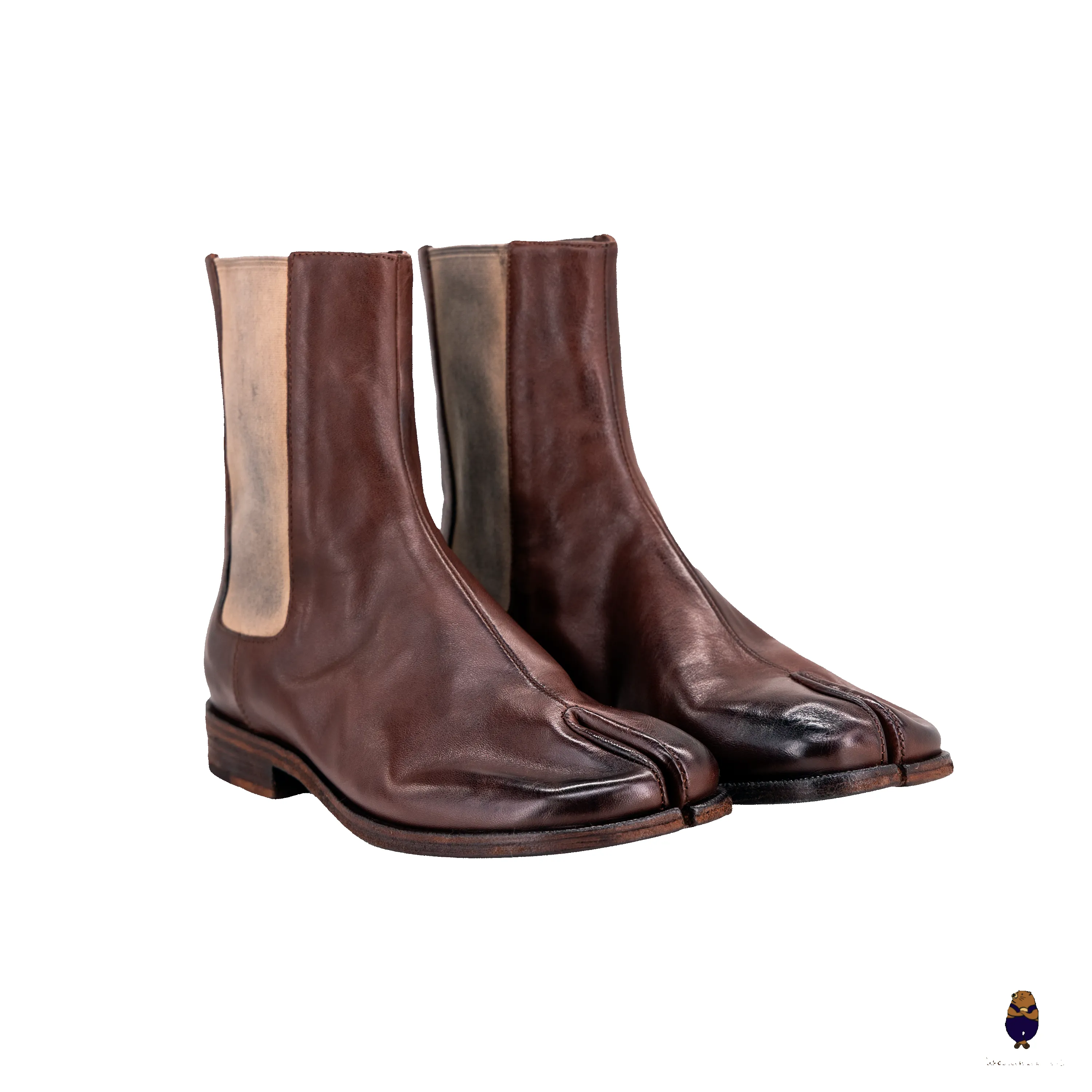 WoodchuckSato Brown Horse Leather Tabi Chelsea Boots sold by WoodChuckSato