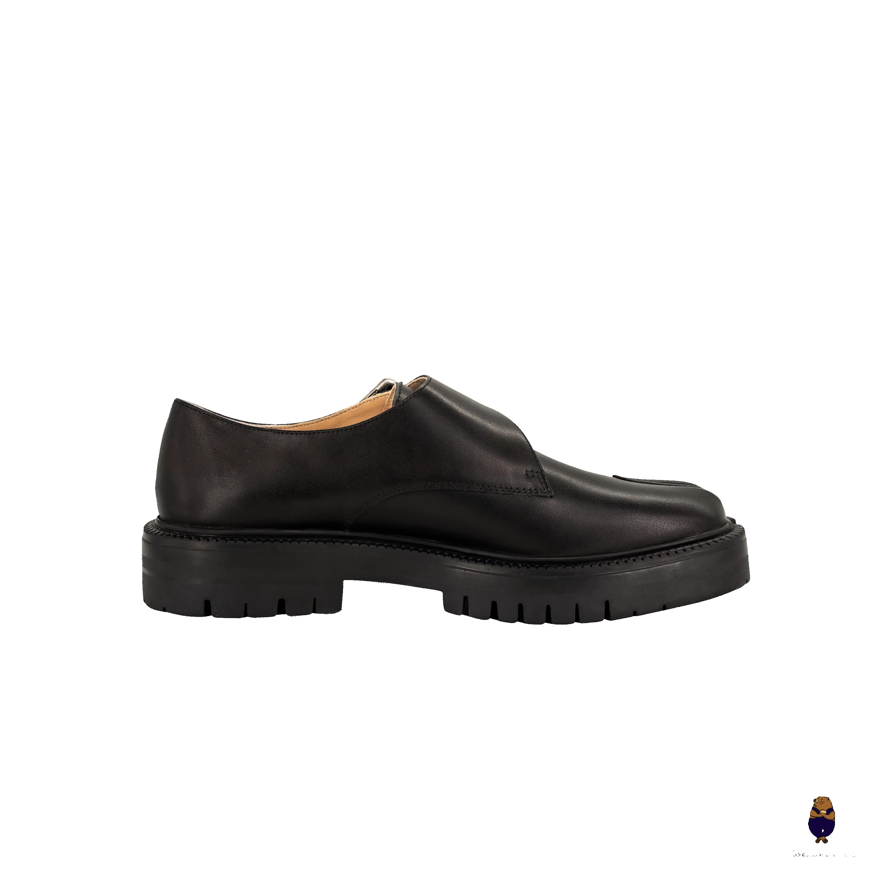 WoodchuckSato Blsck Edge-Beaded Cowhide Leather Tabi Monk Strap Shoes with Chunky Sole sold by WoodChuckSato product image thumbnail 5
