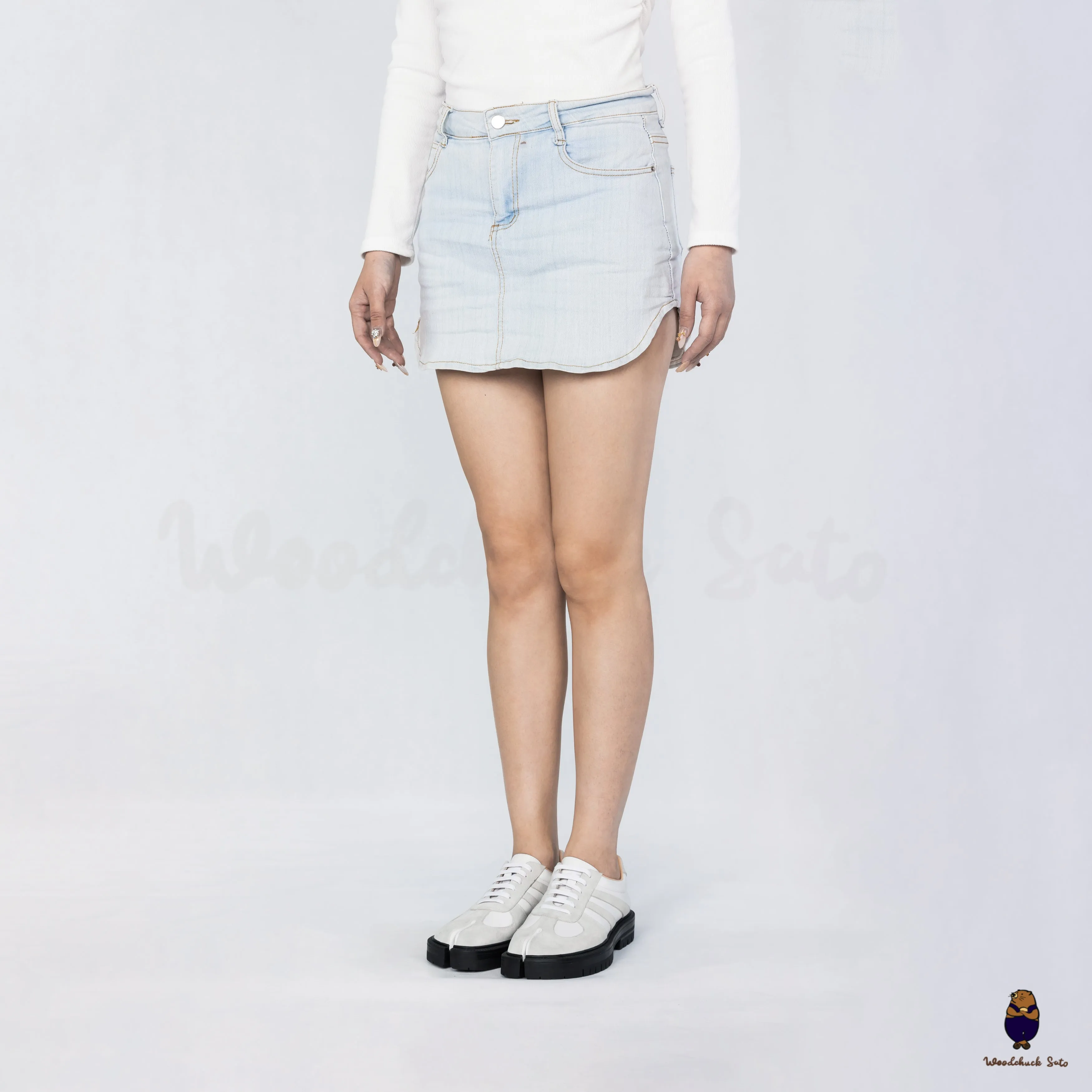 WoodchuckSato White Leather & Suede Platform Tabi Lace-Up Shoes sold by WoodChuckSato product image thumbnail 2