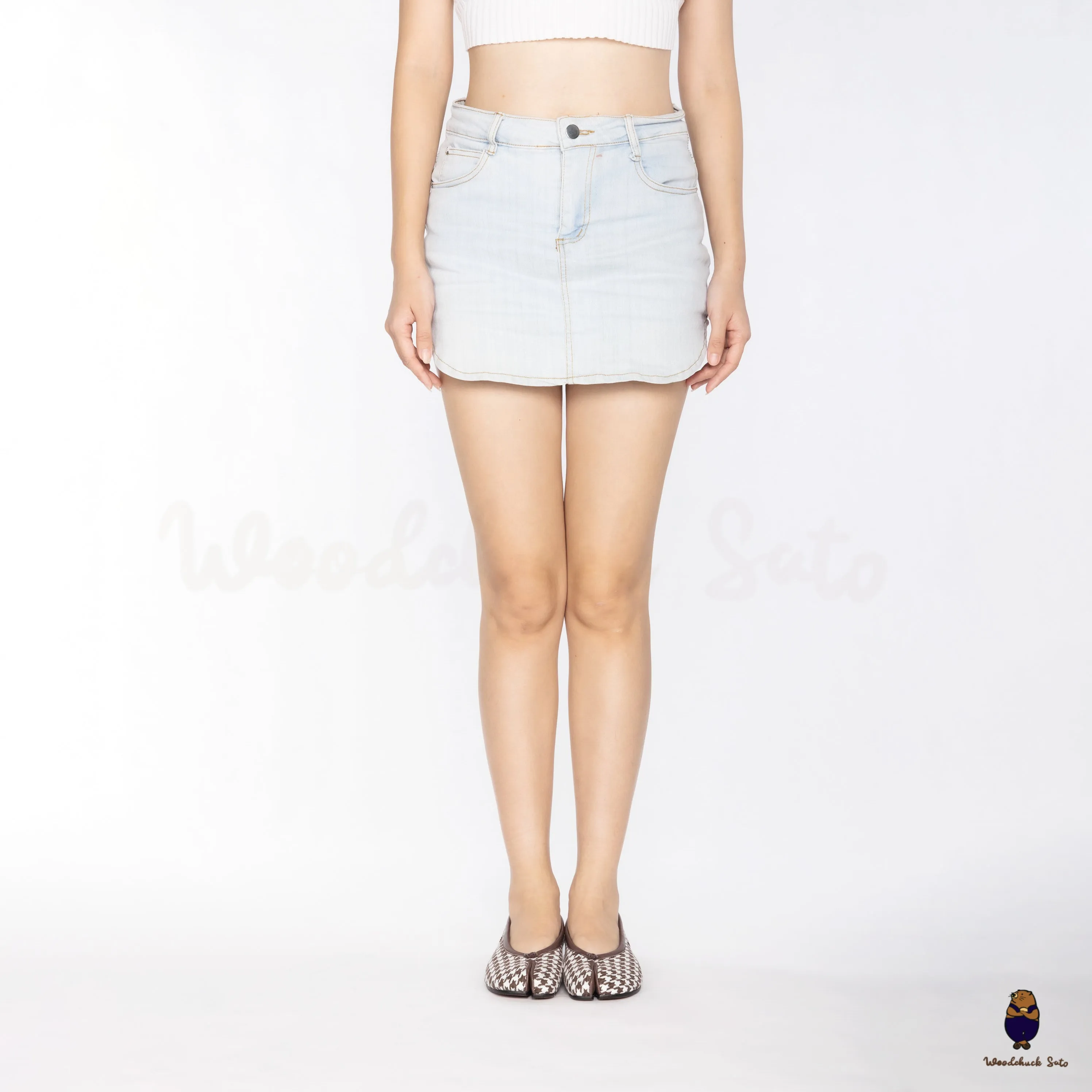 WoodchuckSato Brown Houndstooth Fabric & Sheep Leather Tabi Ballet Flats sold by WoodChuckSato product image thumbnail 3