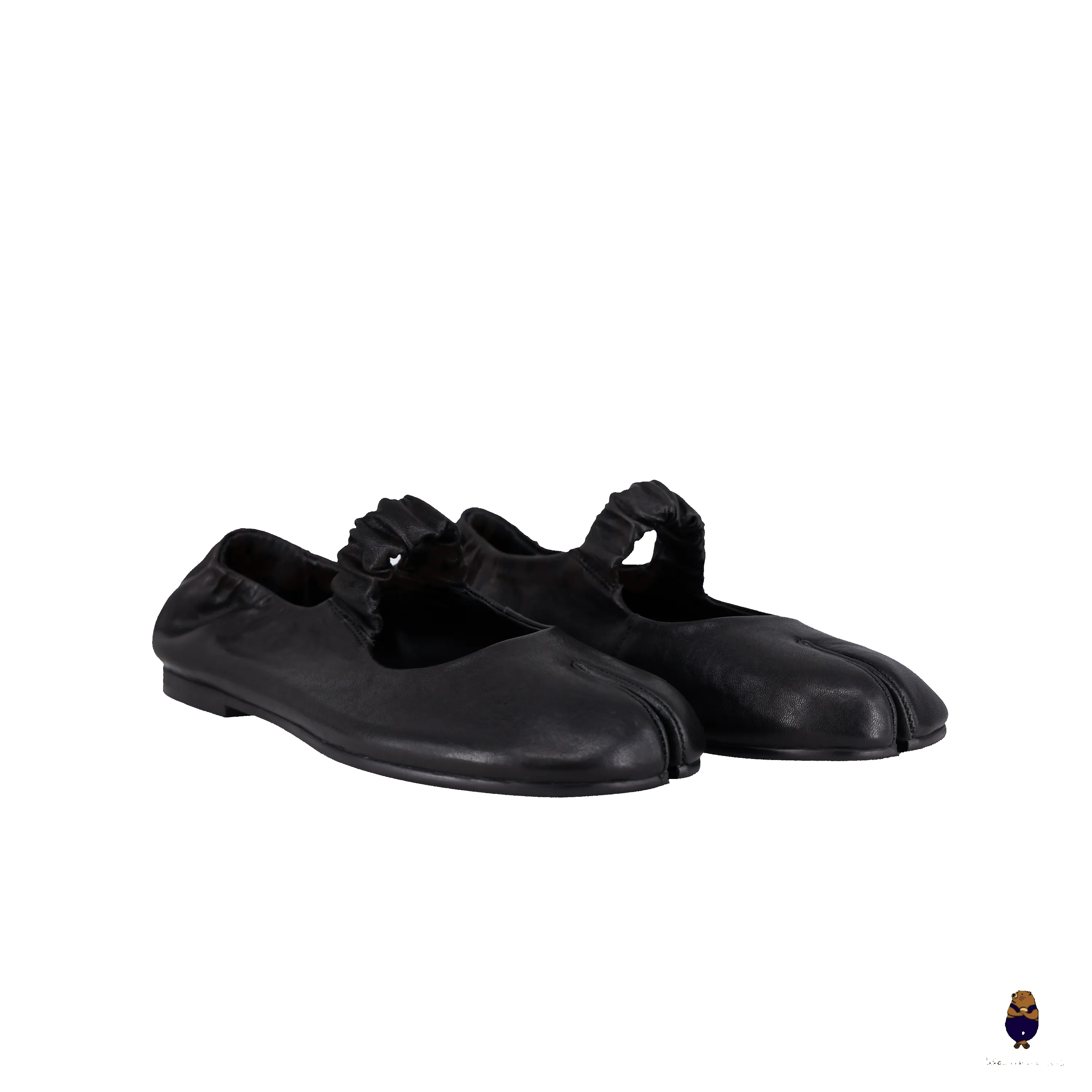 WoodchuckSato Black Sheep Leather Elastic Tabi Ballet Flats sold by WoodChuckSato