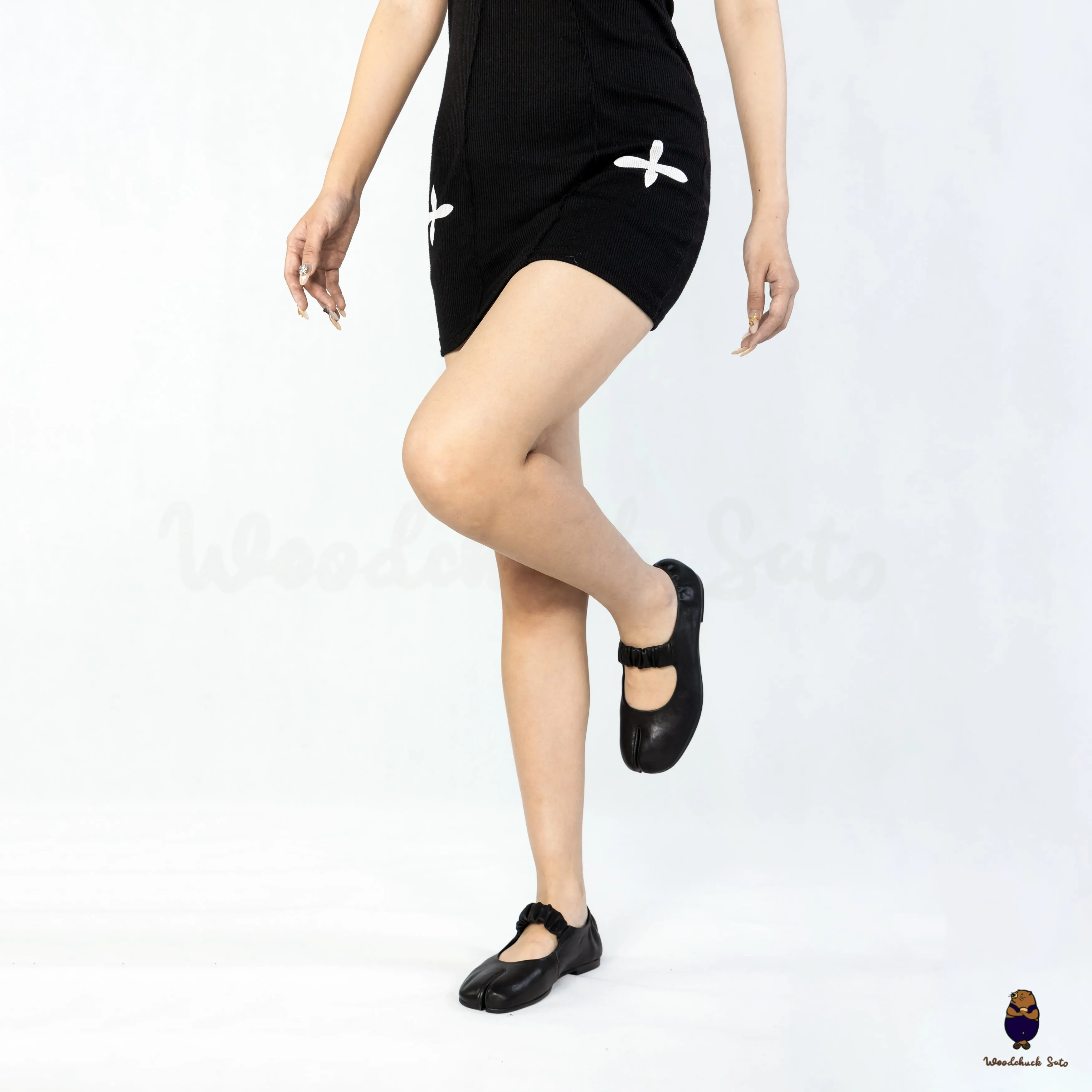 WoodchuckSato Black Sheep Leather Elastic Tabi Ballet Flats sold by WoodChuckSato product image thumbnail 4