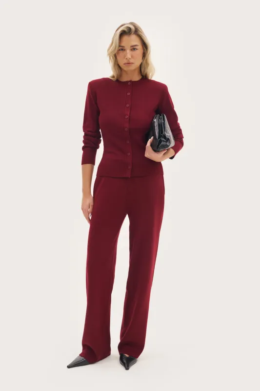 Retreat Ribbed Knit Pants - Burgundy sold by Maebe