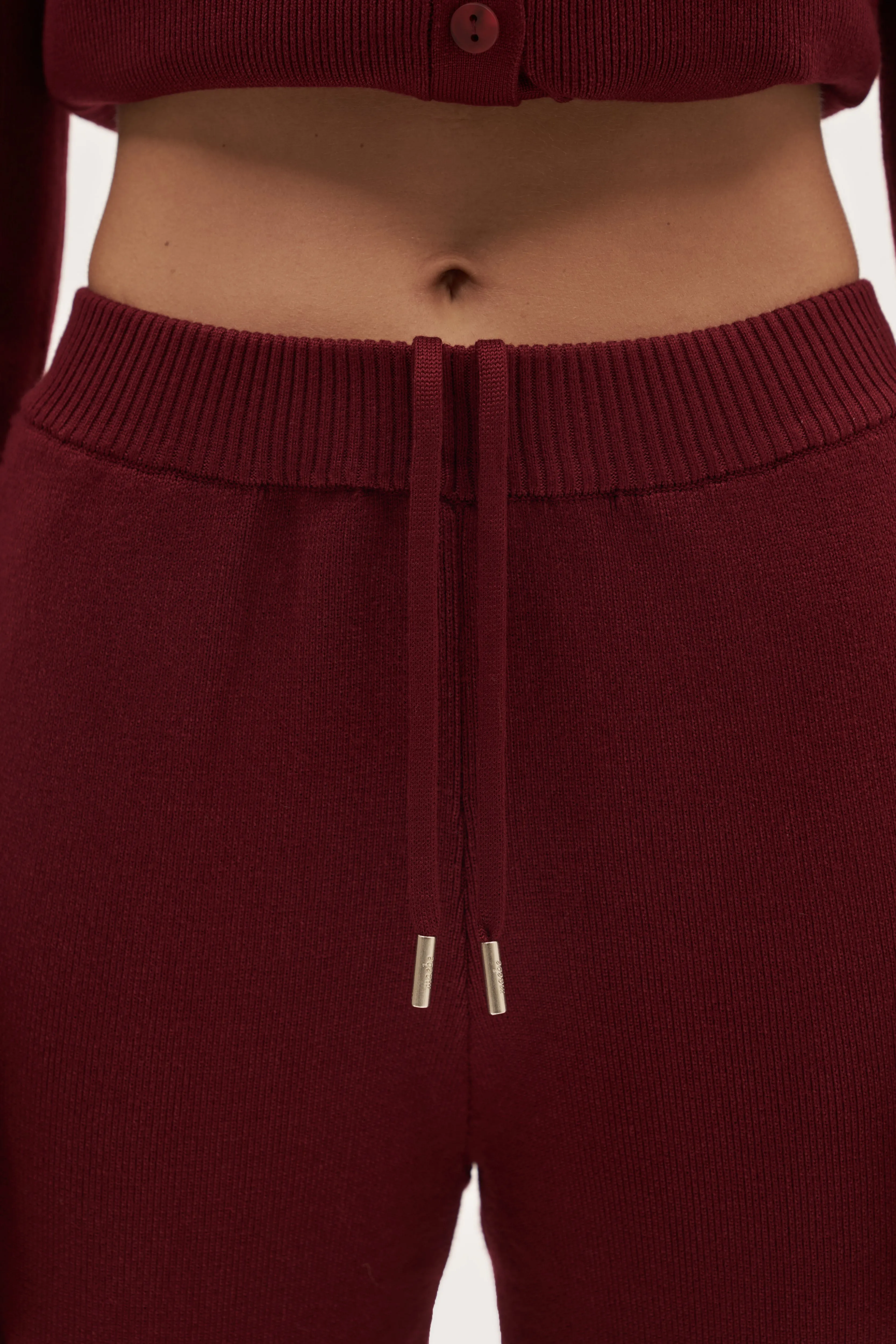Retreat Ribbed Knit Pants - Burgundy sold by Maebe product image thumbnail 5