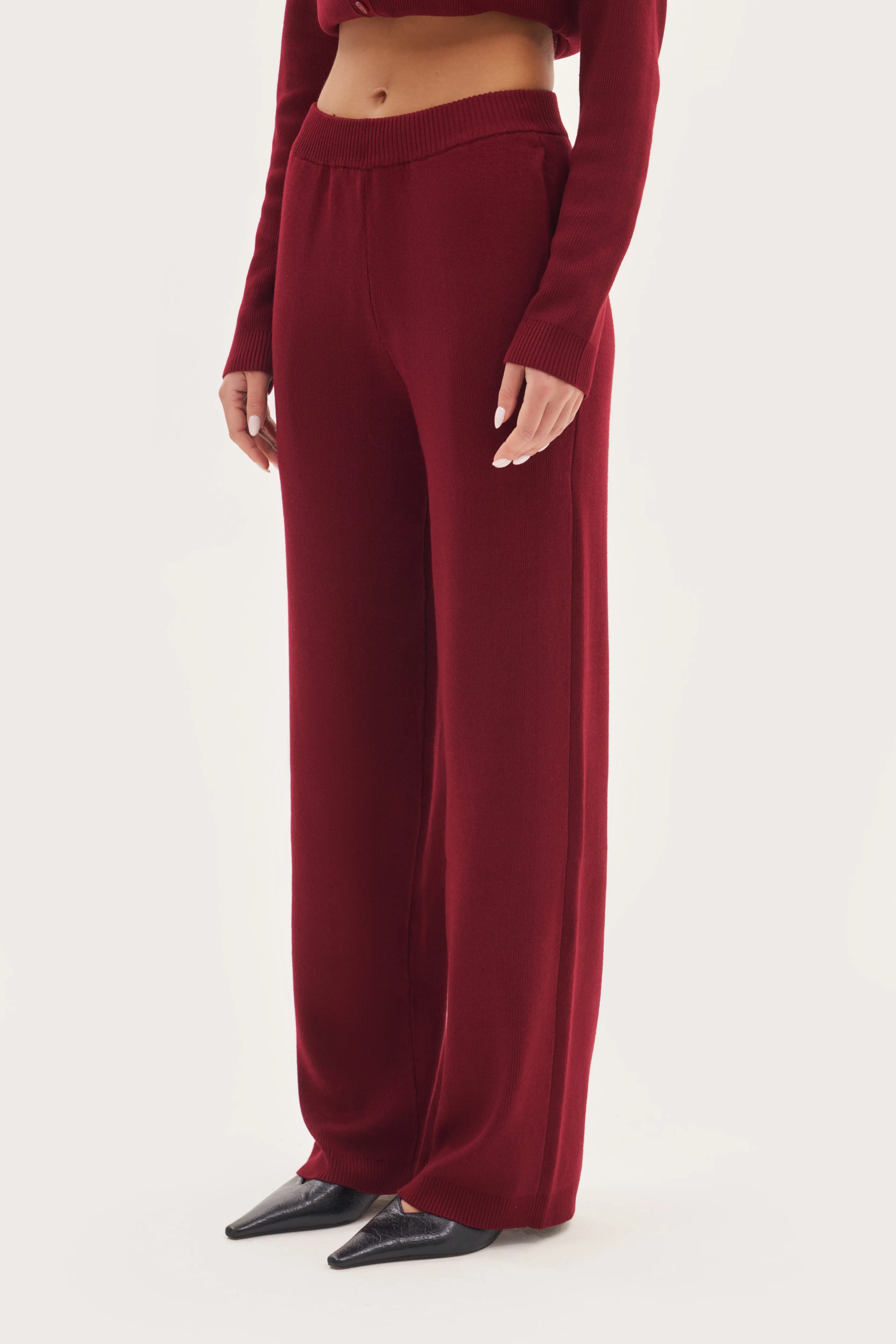 Retreat Ribbed Knit Pants - Burgundy sold by Maebe product image thumbnail 3
