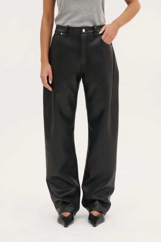 Barrel Leather-Effect Trousers - Black sold by Maebe