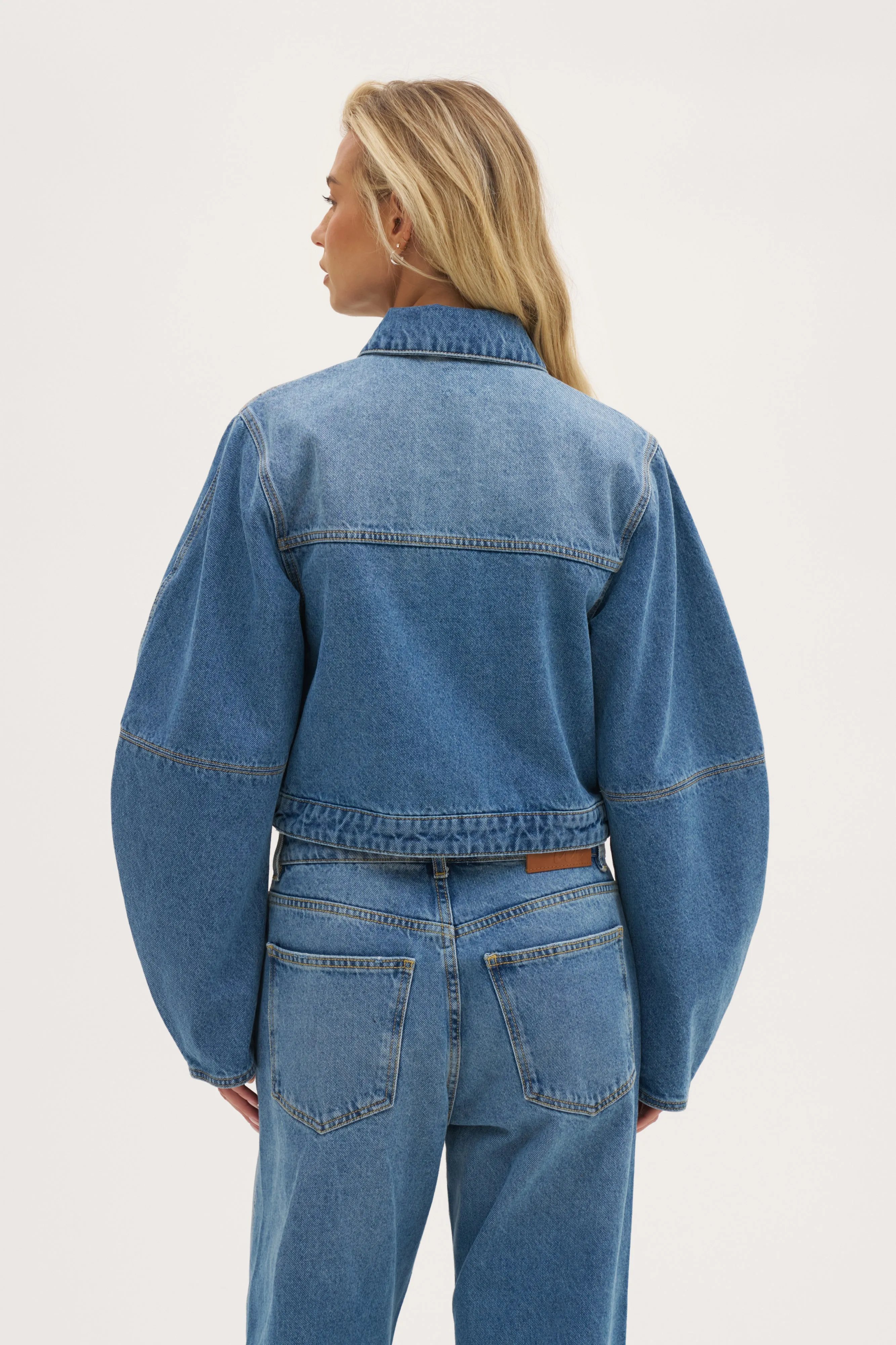 Barrel Sleeve Denim Jacket - Mid Blue sold by Maebe product image thumbnail 4