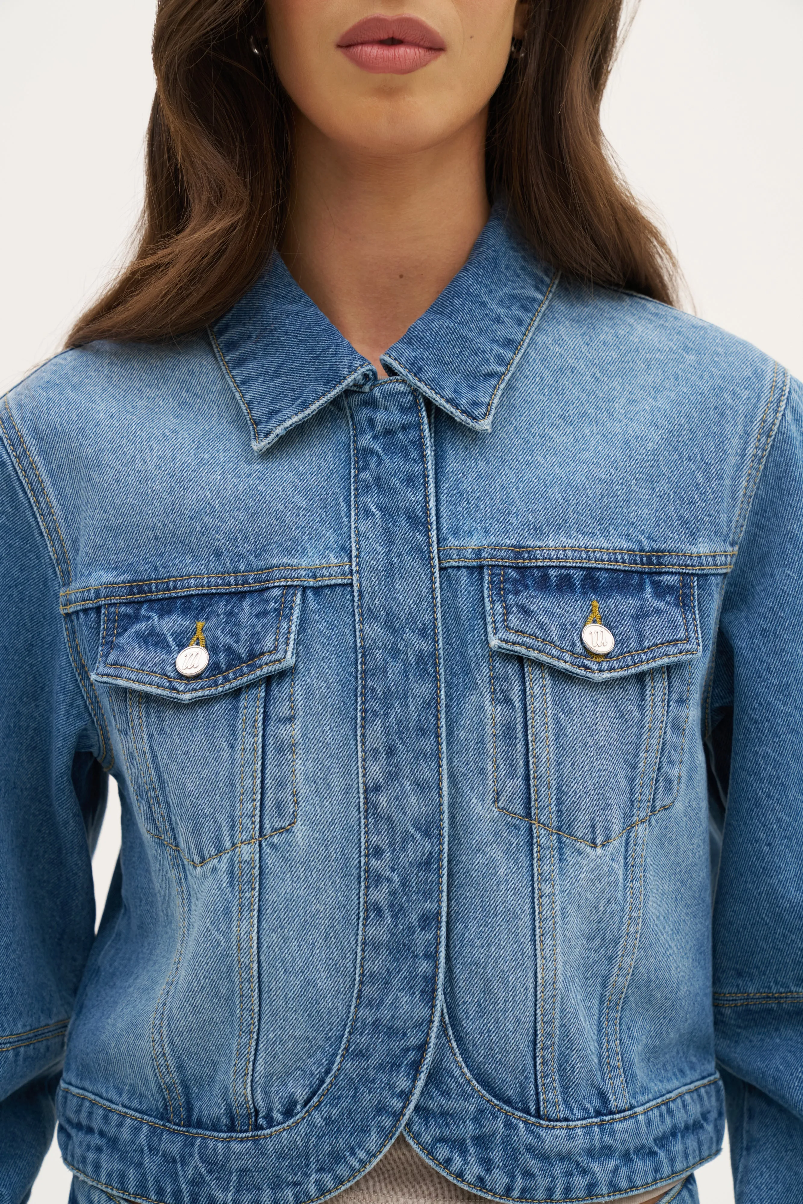 Barrel Sleeve Denim Jacket - Mid Blue sold by Maebe product image thumbnail 5