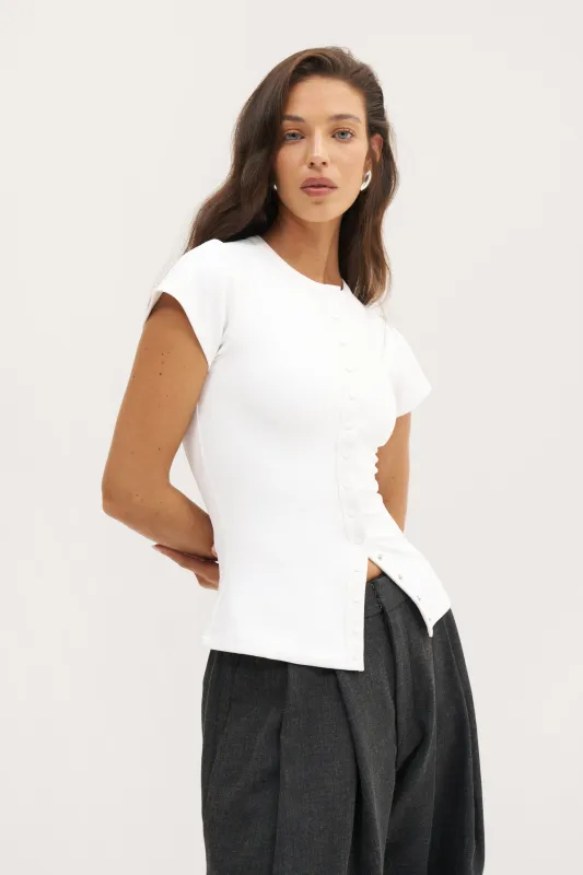 Contour Popper Tee - White sold by Maebe