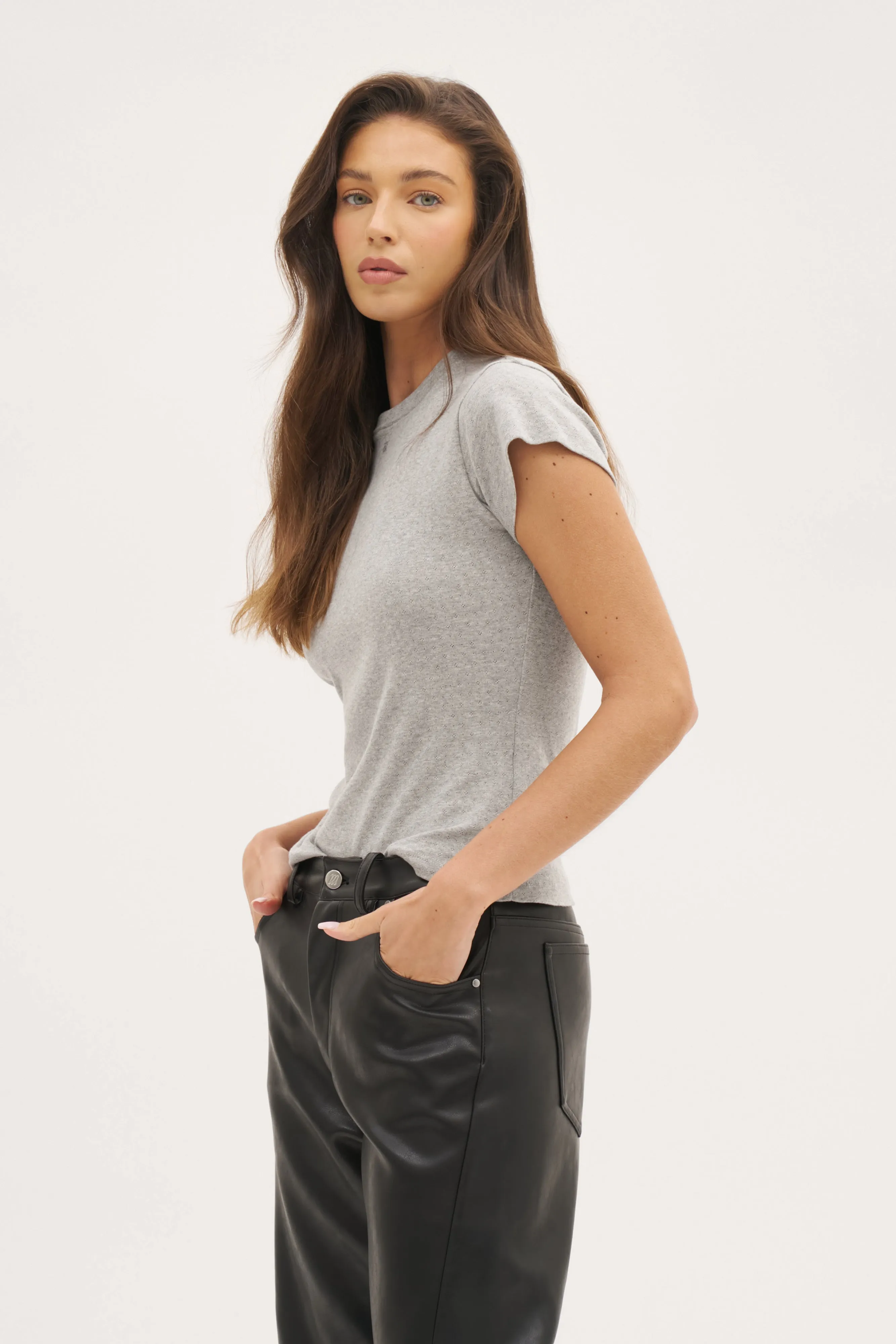 Dreamer Pointelle Tee - Grey Marl sold by Maebe product image thumbnail 2