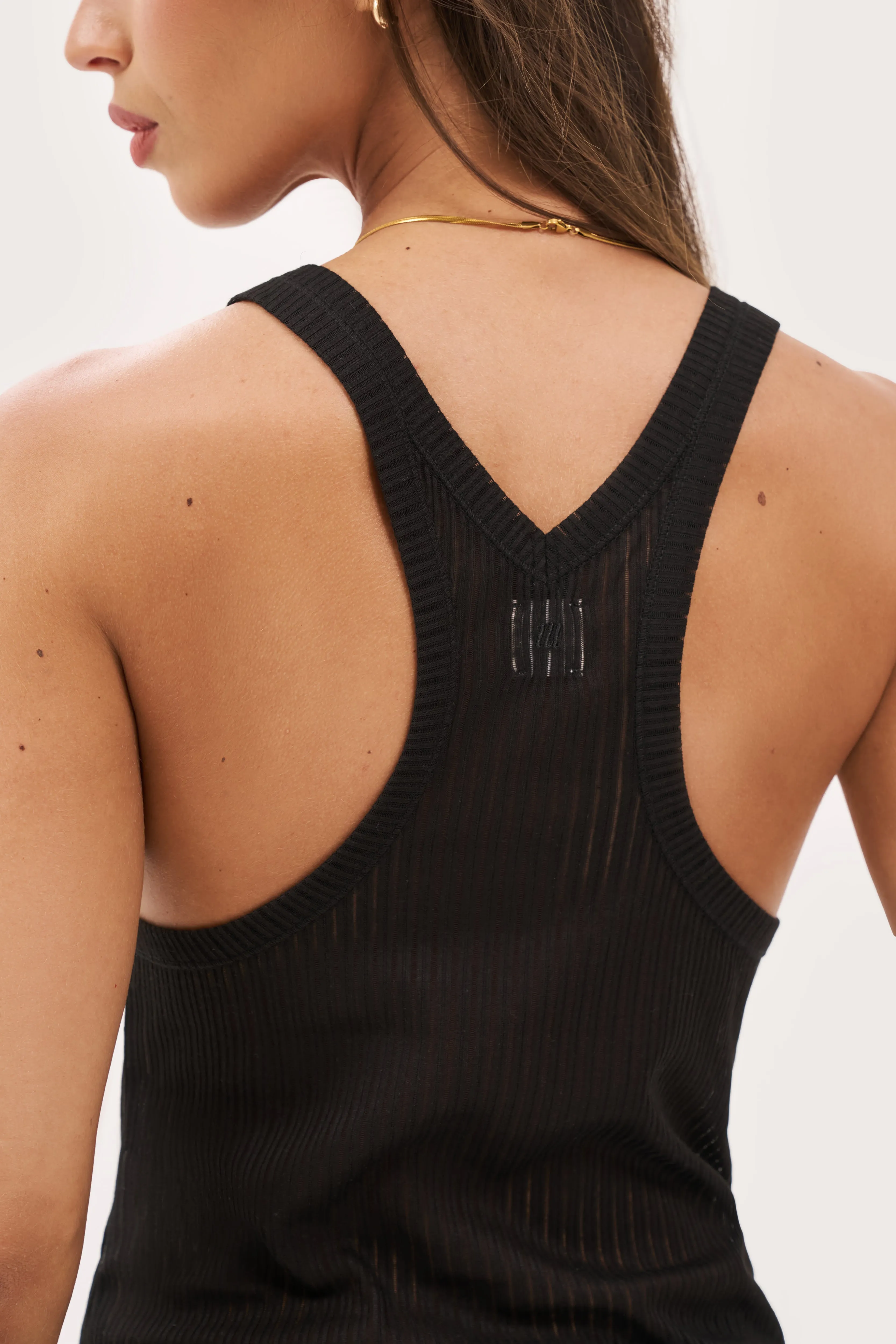 Semi Sheer Y Back Vest - Black sold by Maebe product image thumbnail 4