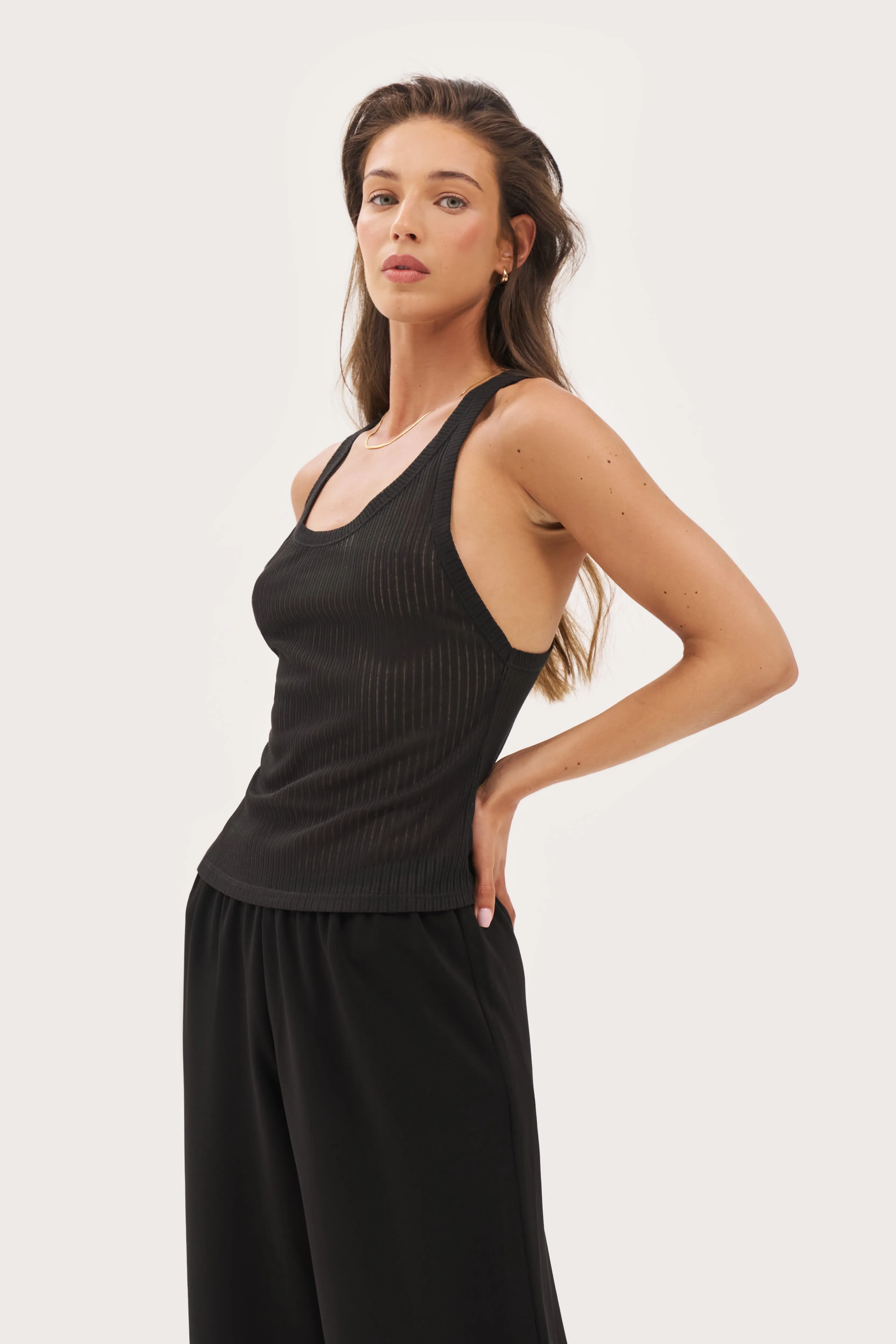 Semi Sheer Y Back Vest - Black sold by Maebe product image thumbnail 2