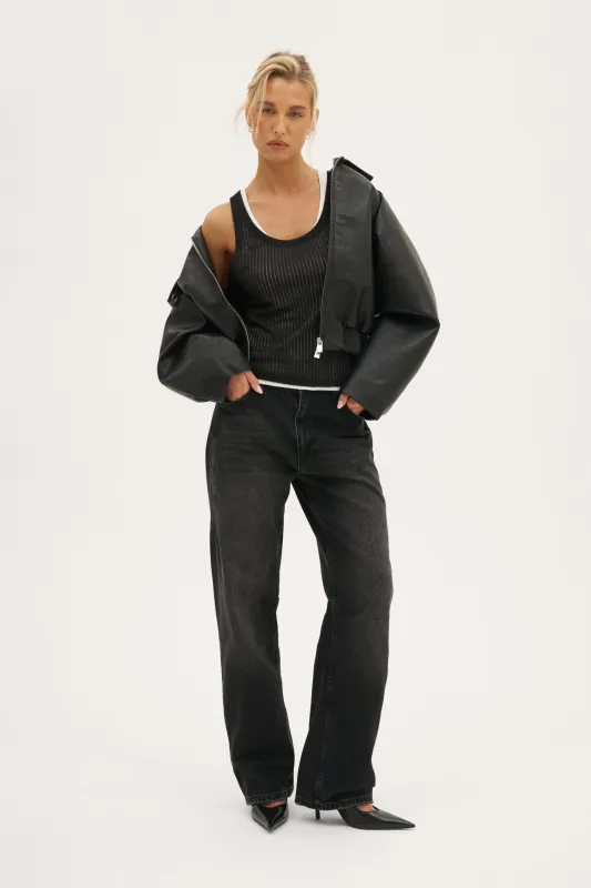 Semi Sheer Y Back Vest - Black sold by Maebe