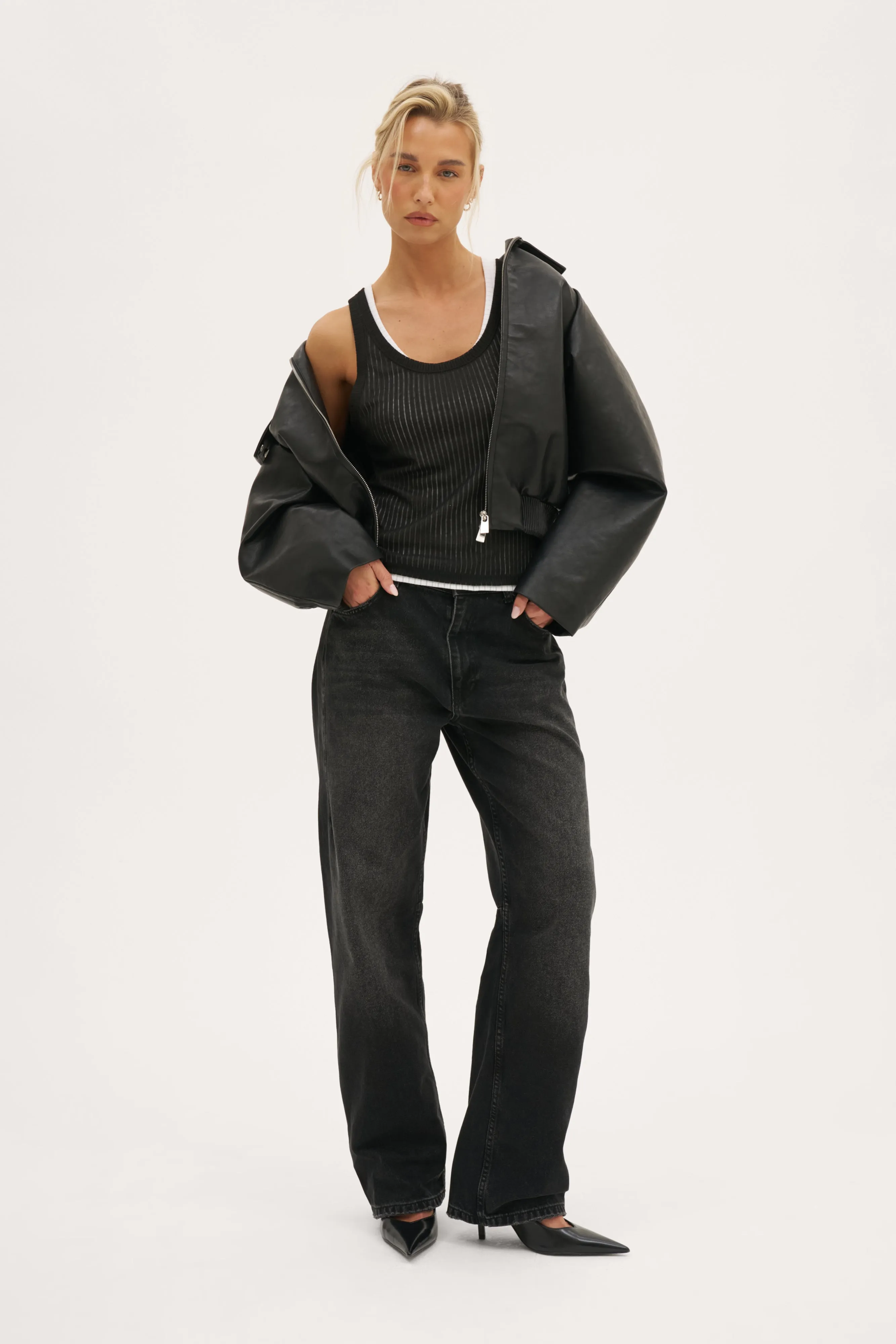 Semi Sheer Y Back Vest - Black sold by Maebe