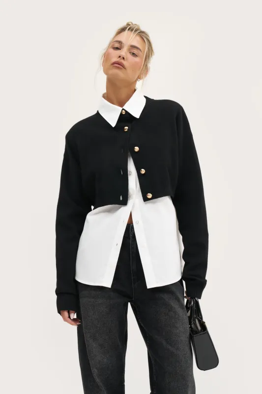 Cosy Cropped Cardigan - Black sold by Maebe