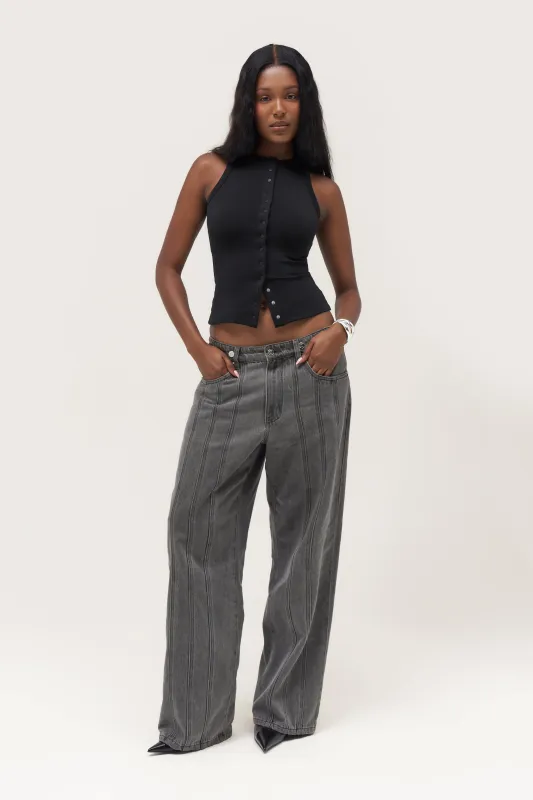 Contour Popper Top - Black sold by Maebe