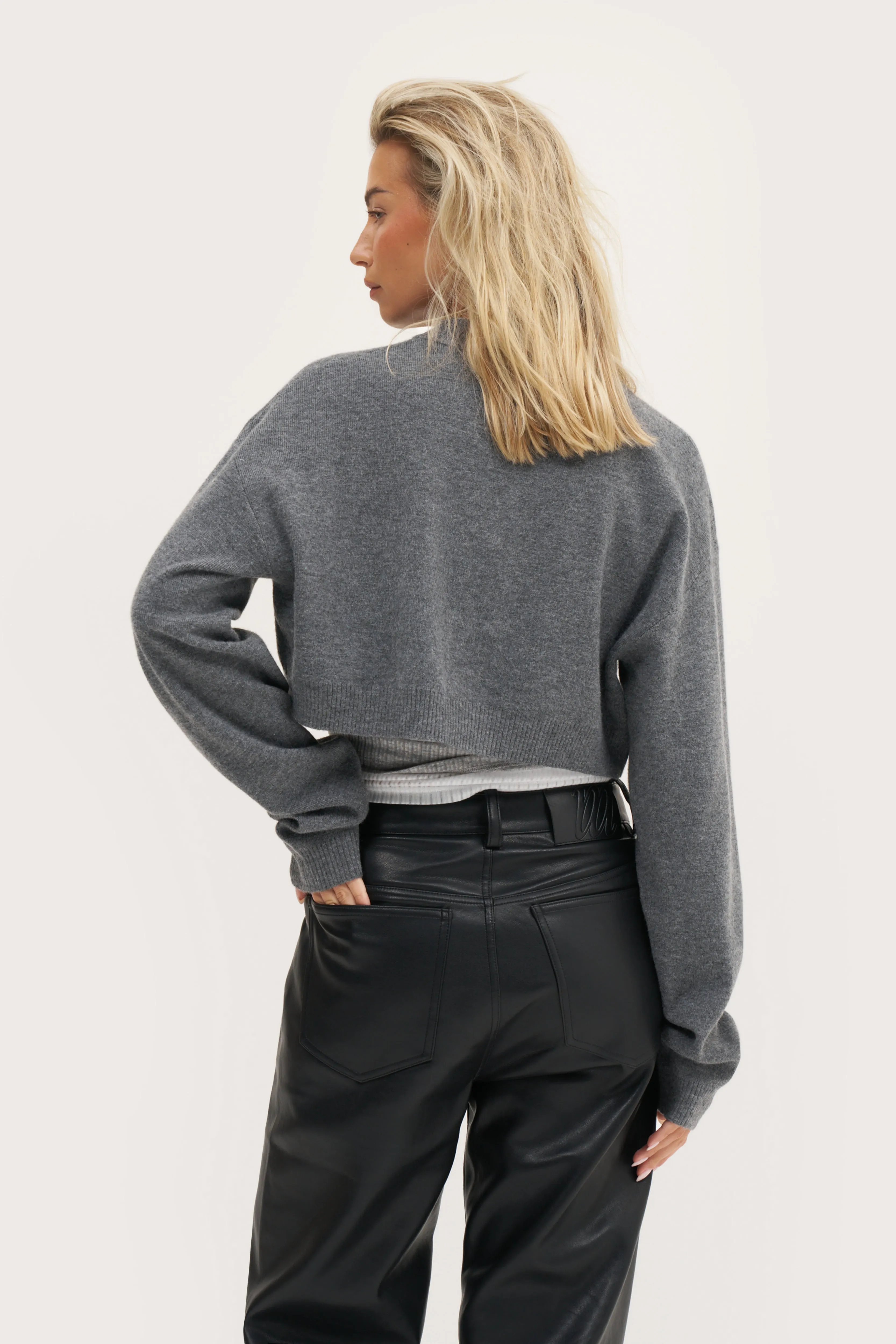 Cosy Cropped Cardigan - Grey sold by Maebe product image thumbnail 4