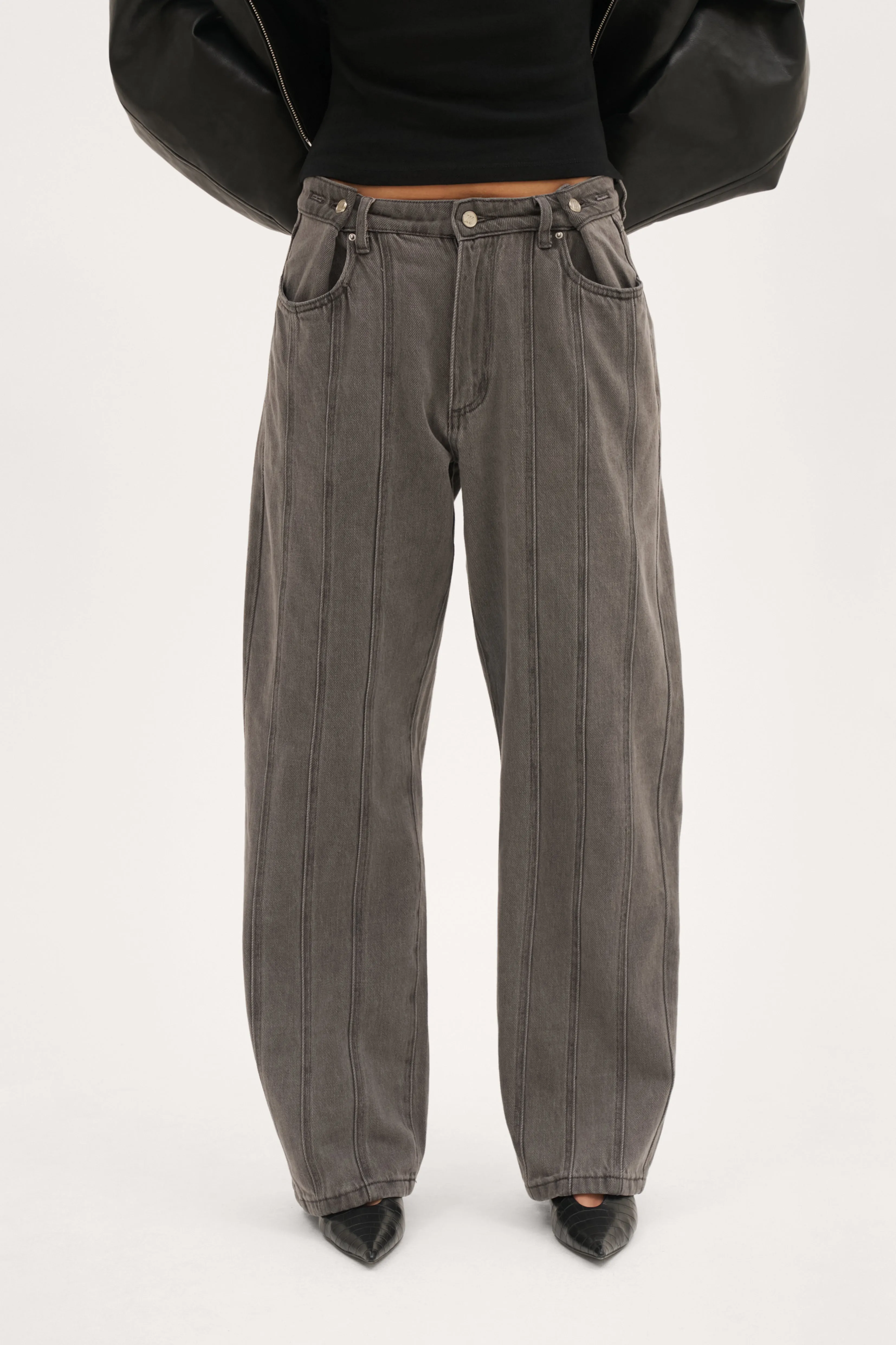 Seam Detail Boyfriend Jeans - Grey sold by Maebe product image thumbnail 2