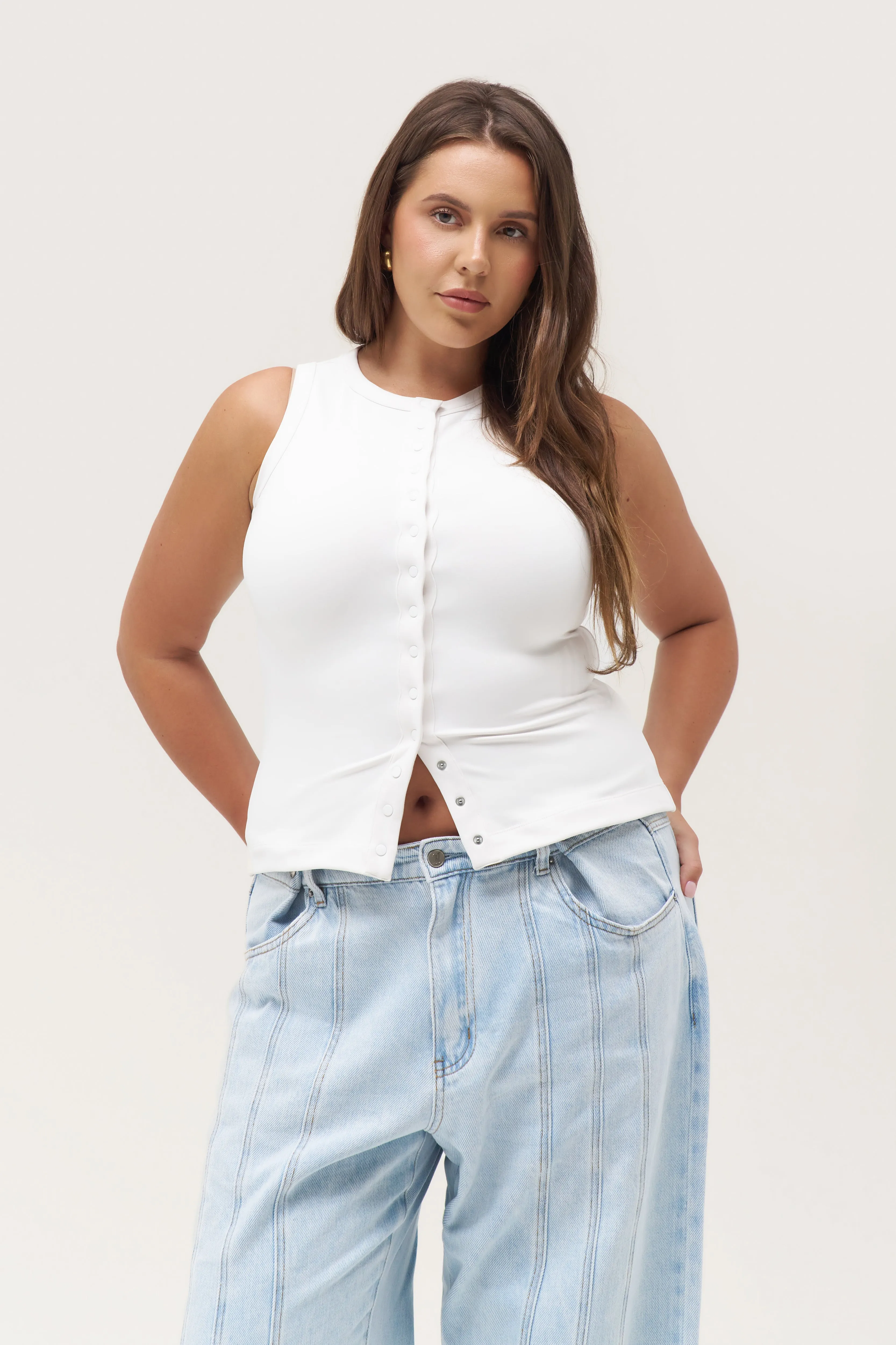 Contour Popper Top - Off White sold by Maebe product image thumbnail 3
