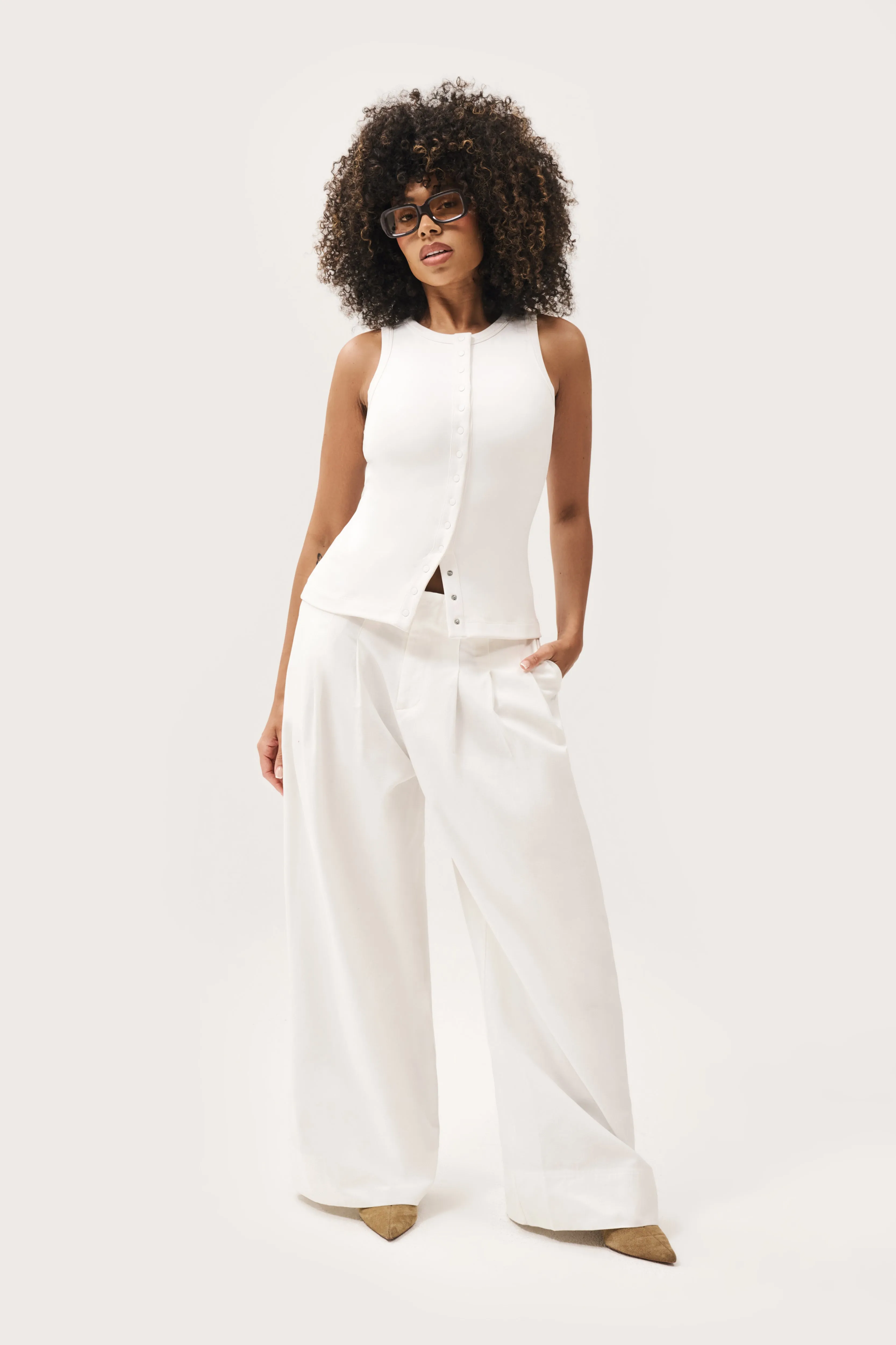 Contour Popper Top - Off White sold by Maebe