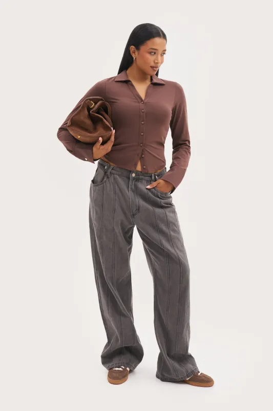 Daily Errands Fitted Shirt - Mocha made by Maebe