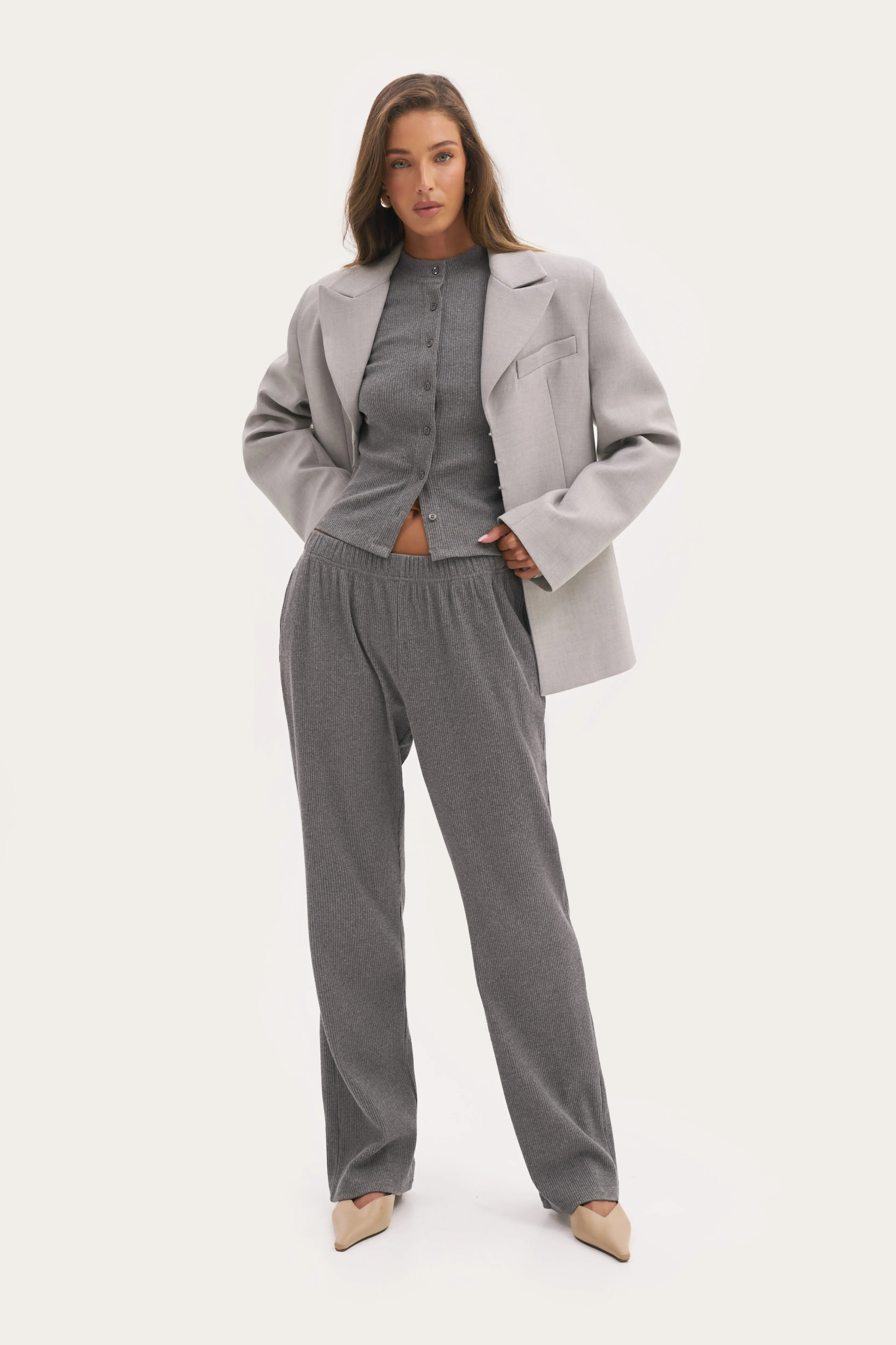 Awayday Pleated Pants - Grey sold by Maebe