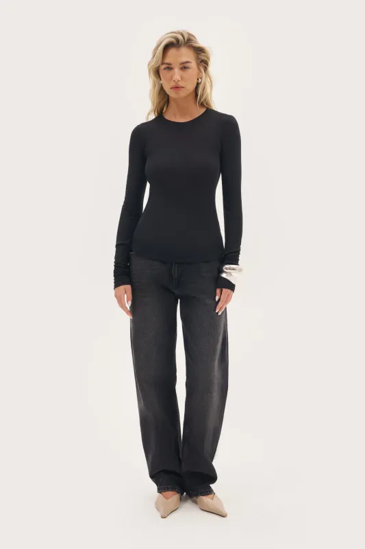 Stacked Long Sleeve Top - Black sold by Maebe