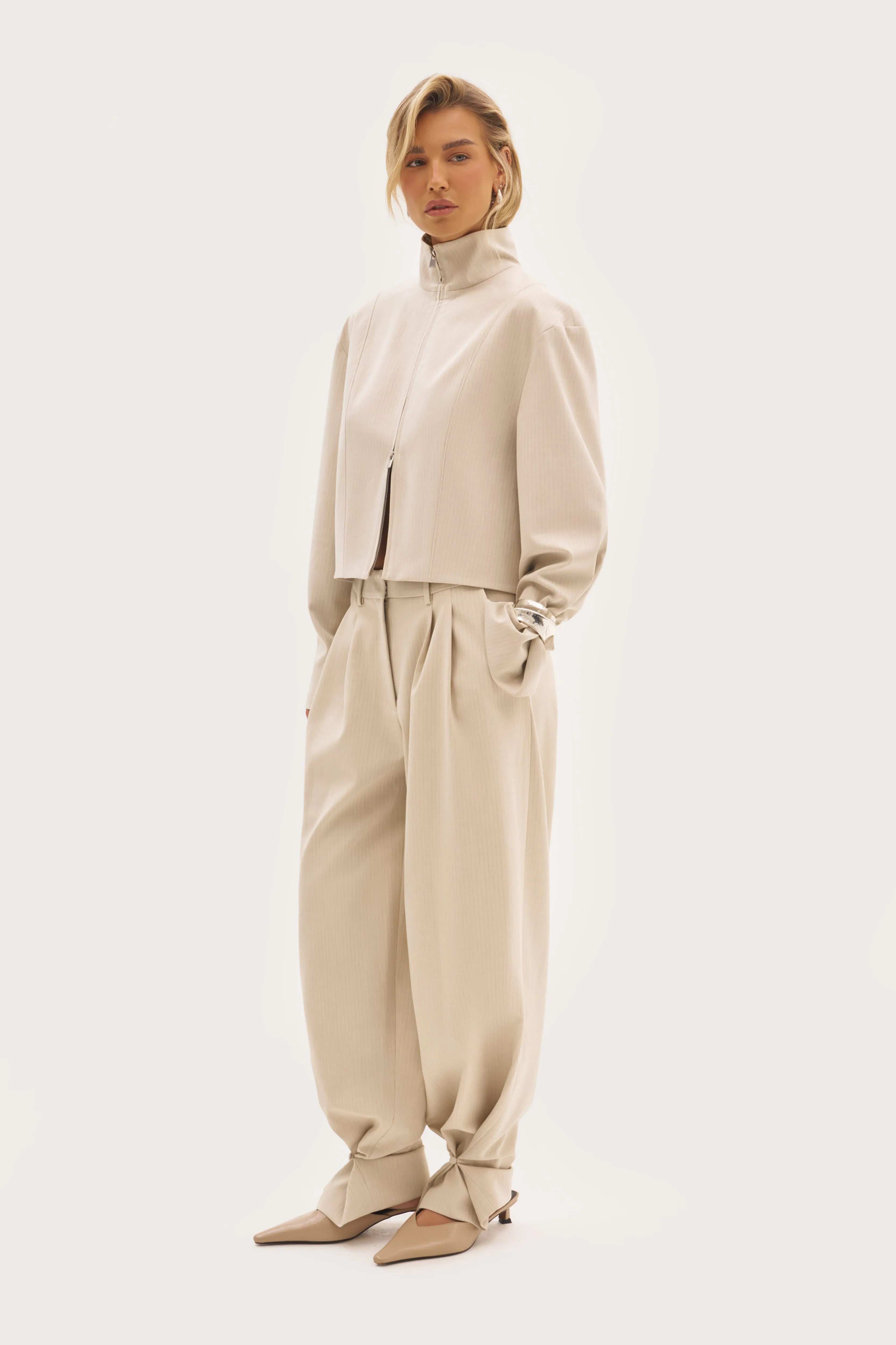 Polina Trousers With Cuff Detail - Beige sold by Maebe