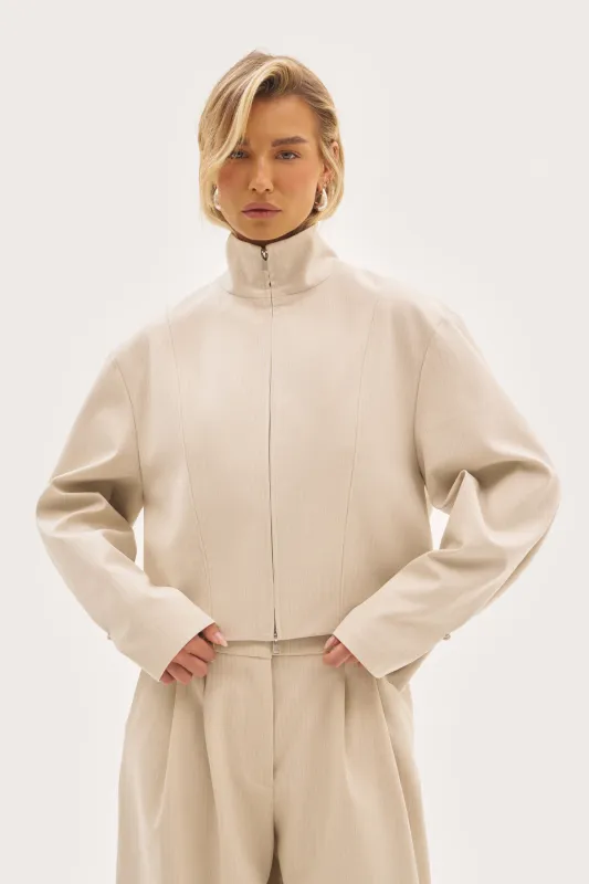 Polina Track Jacket - Beige made by Maebe