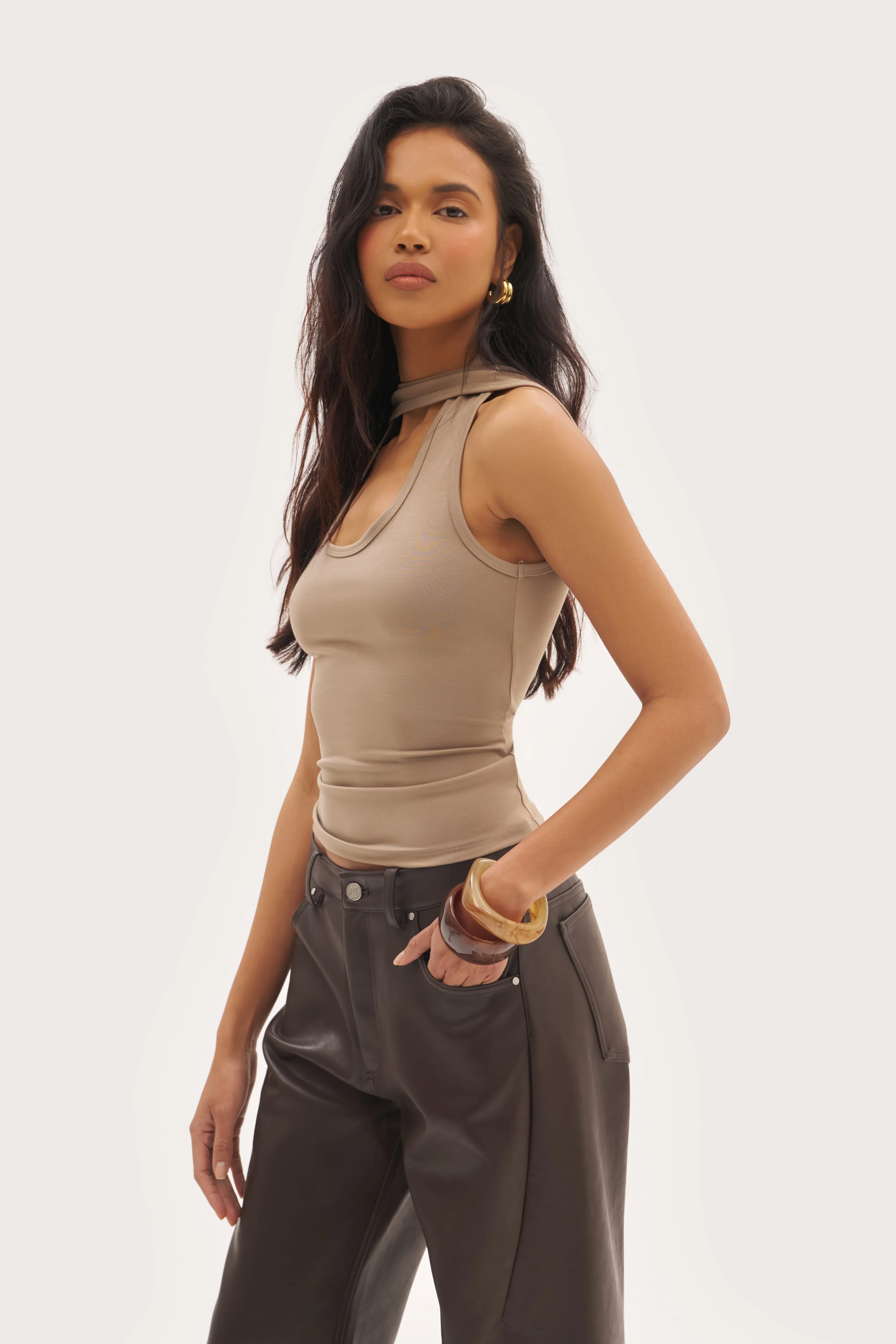 Halter Vest Top - Taupe sold by Maebe product image thumbnail 3