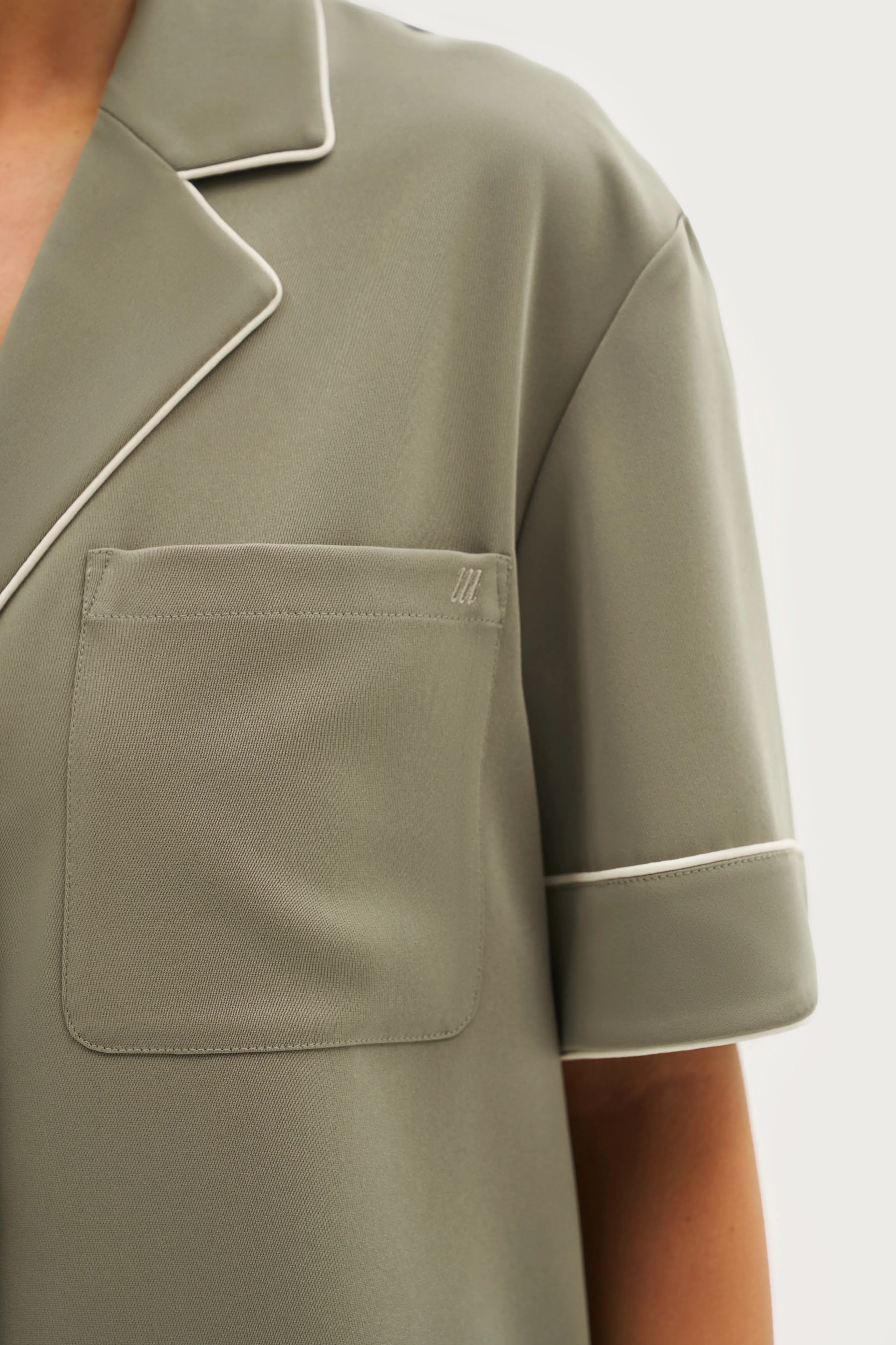 Piped Revere Oversized Shirt - Khaki Moss sold by Maebe product image thumbnail 5